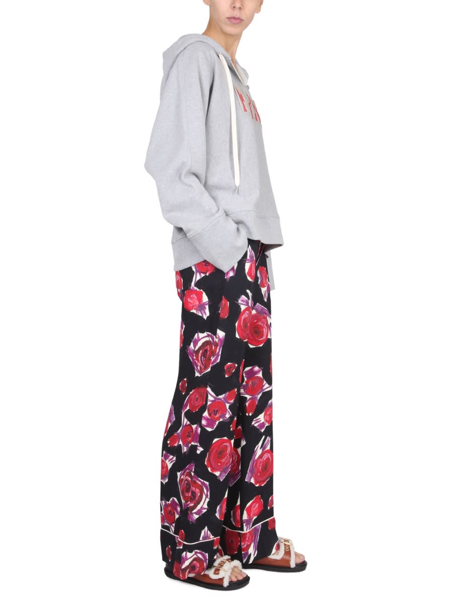 Shop Marni Pijama Pants With Floral Pattern In Multicolour