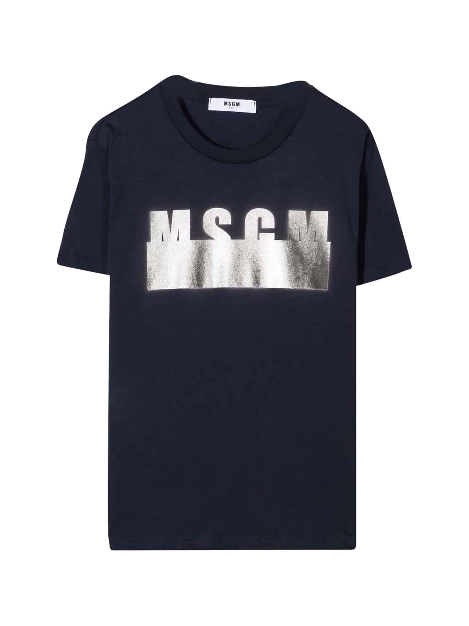 MSGM Moschino Kids Unisex Blue T-shirt