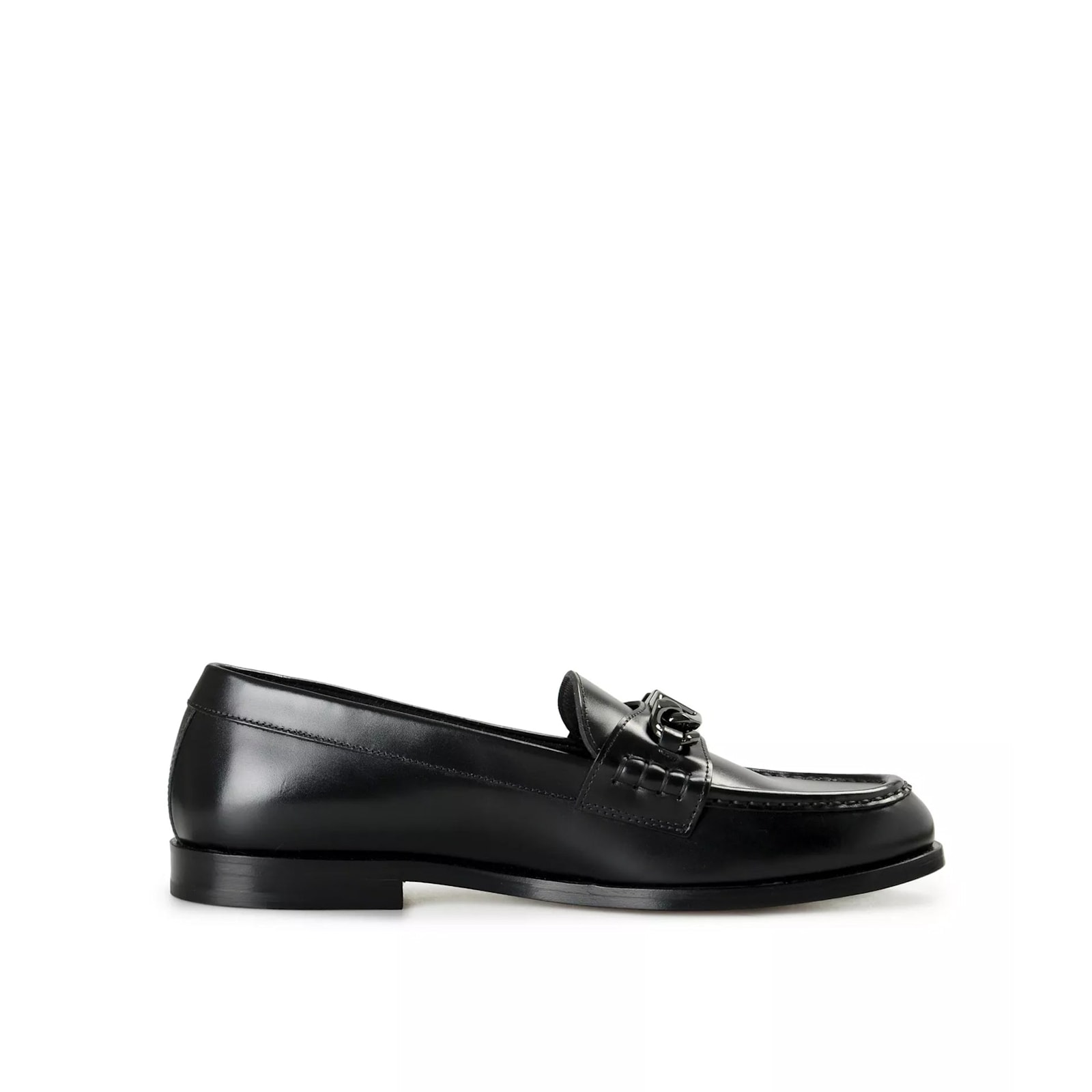 Valentino Garavani Refined Leather Loafers With Signature Logo Plaque In Black