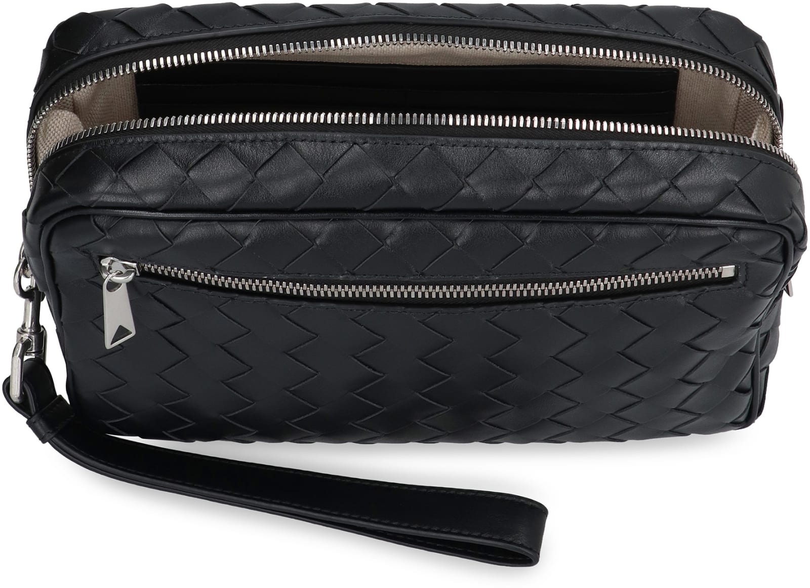 Shop Bottega Veneta Leather Pouch In Nero