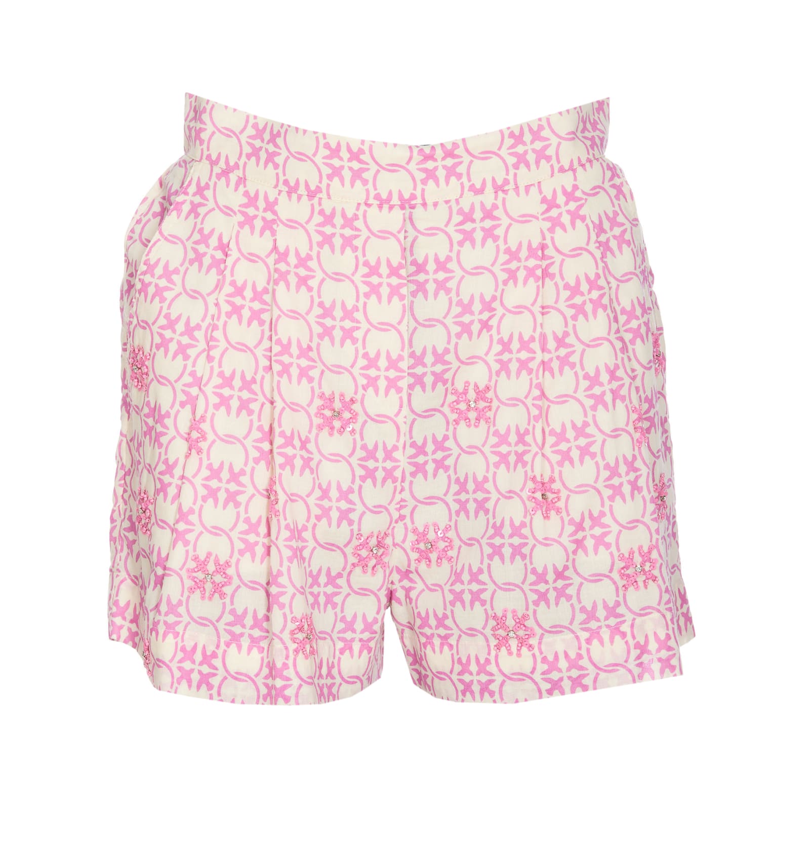 Shop Pinko Monogram Embroidered Shorts In Pink