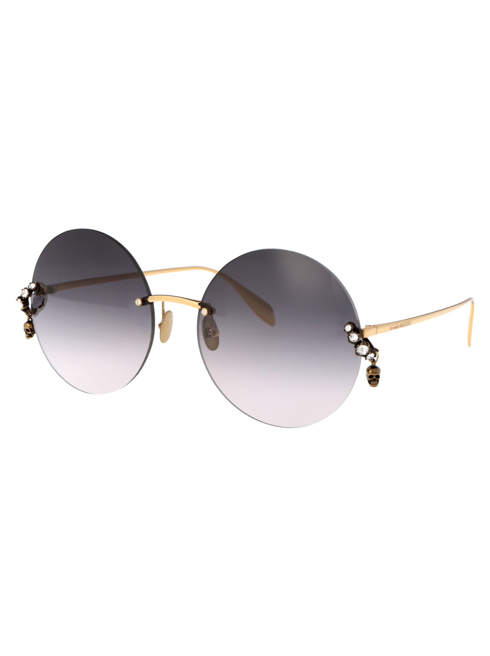 Shop Alexander Mcqueen Am0418s Sunglasses In 001 Gold Gold Grey