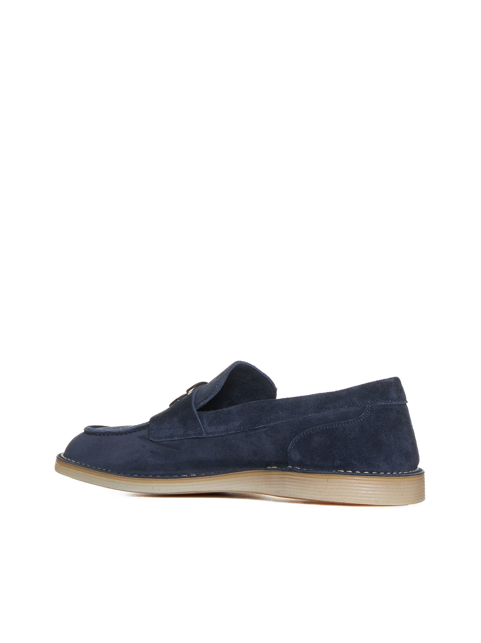Dolce & Gabbana Dg Logo Suede Loafers In Tono Blu