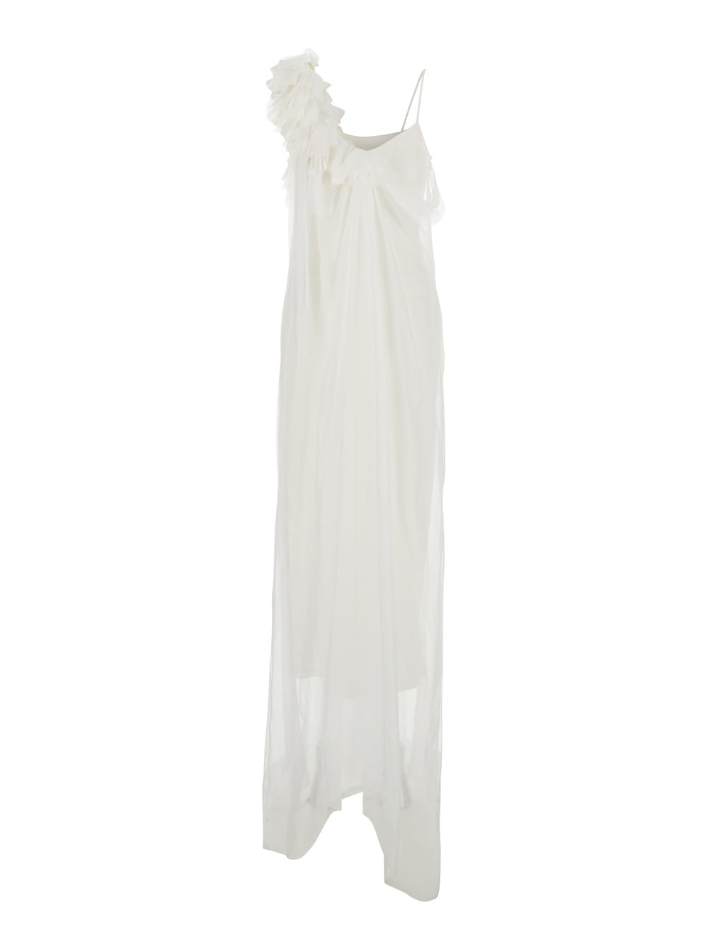 Alberta Ferretti Ruffled One-shoulder Maxi Dress In White