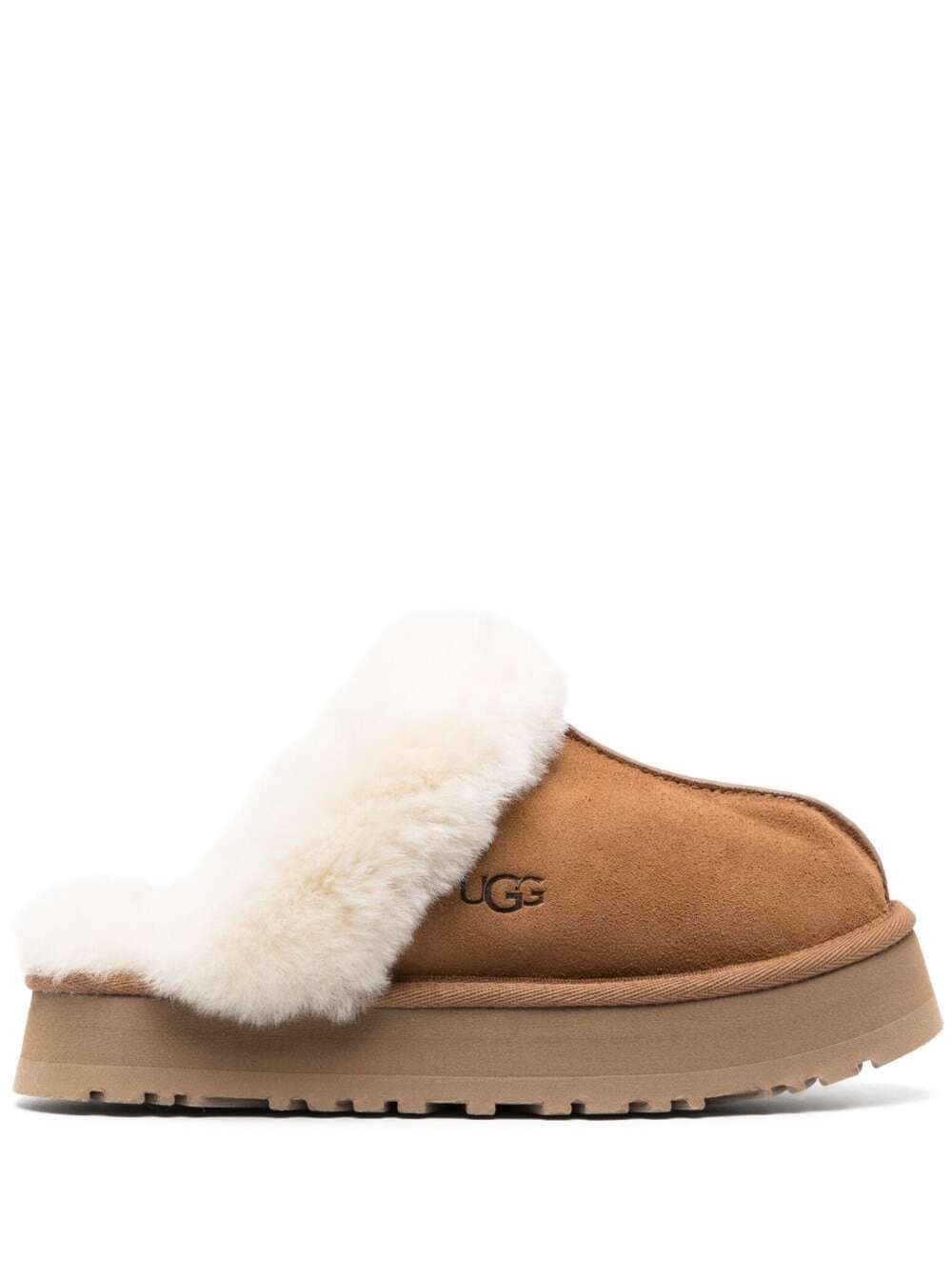 Ugg Disquette Suede Flat Mules In Sand