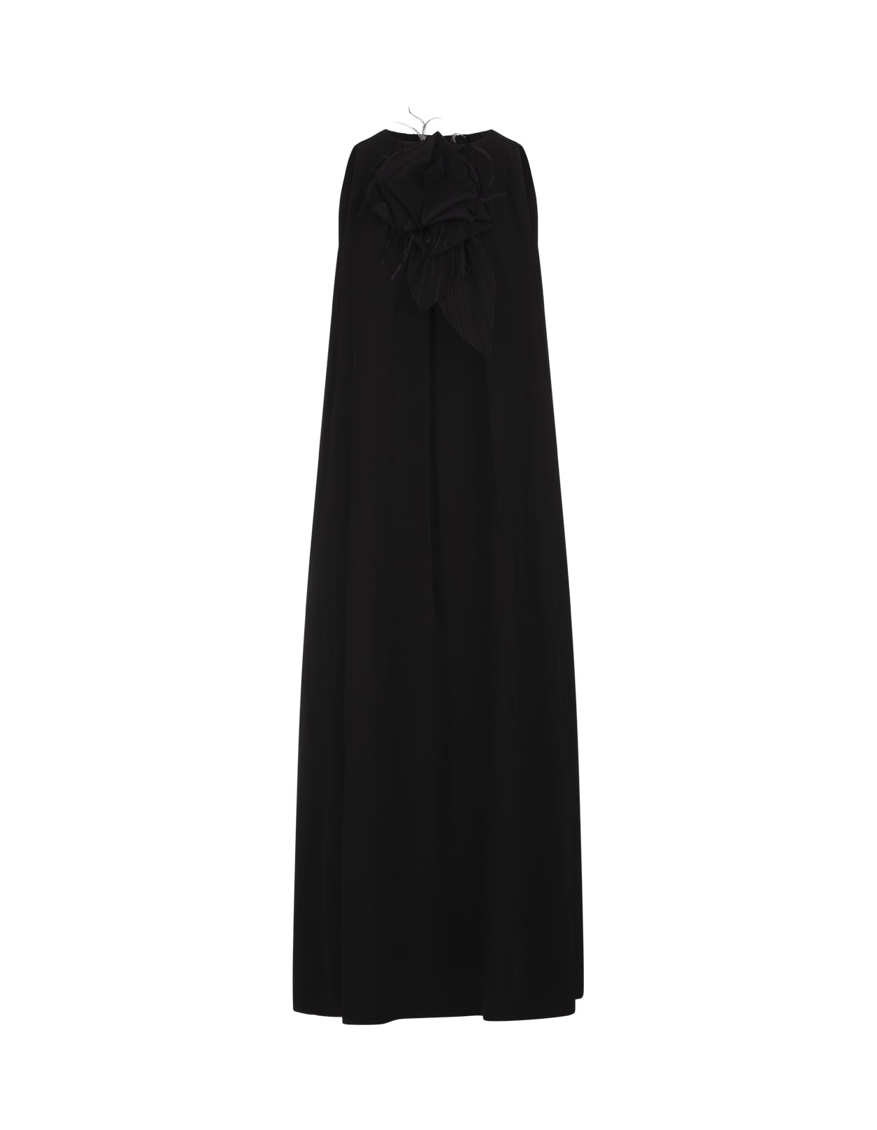 Fabiana Filippi Long Dress In Black Crepe Sable