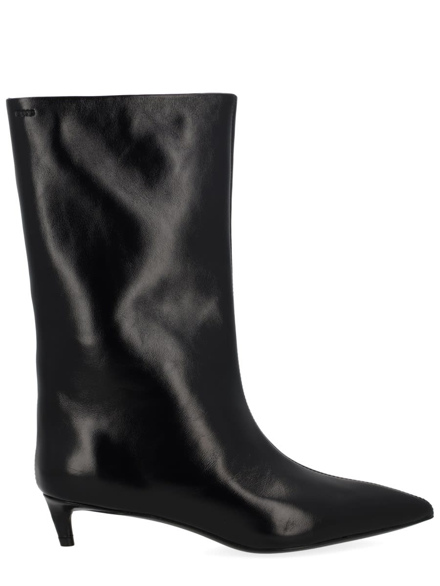 Hugo Boss 35mm Pointed-toe Leather Boots In Black