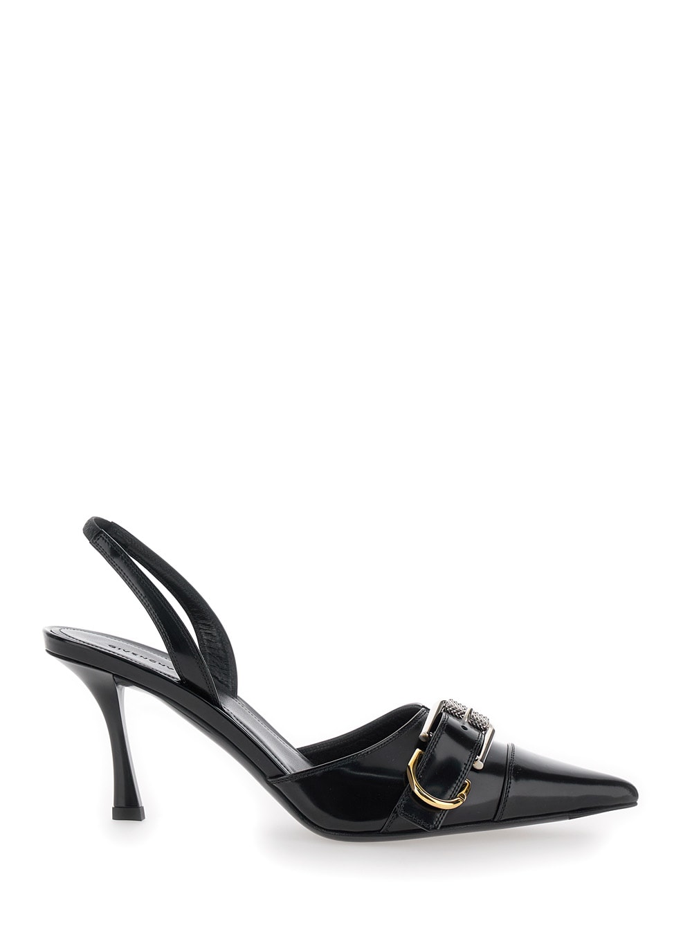 voyou Black Slingback Pumps With A Buckle In Patent Leather Woman