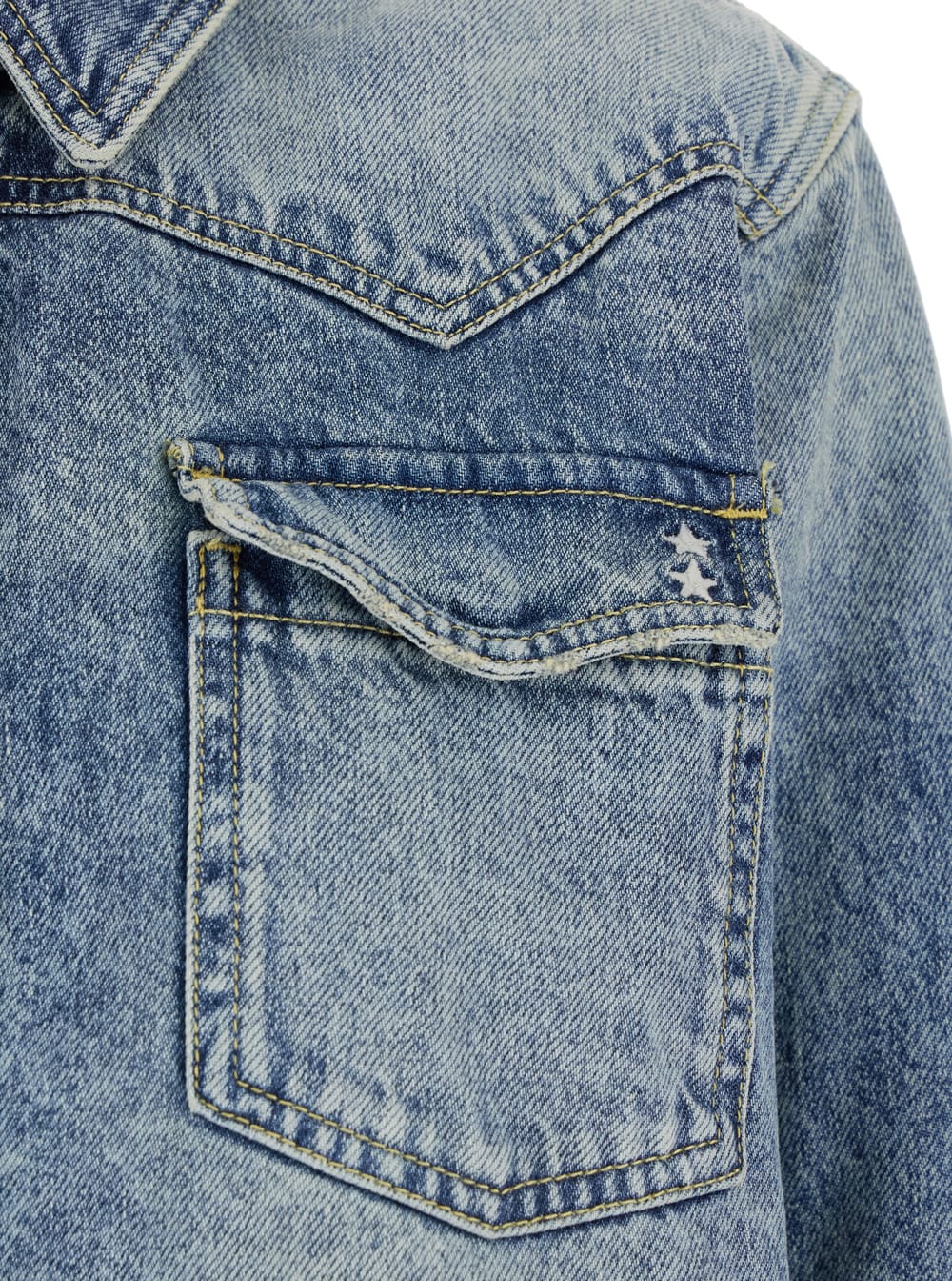 Icon Denim Shirt Jacket With Classic Collar In Light Blue