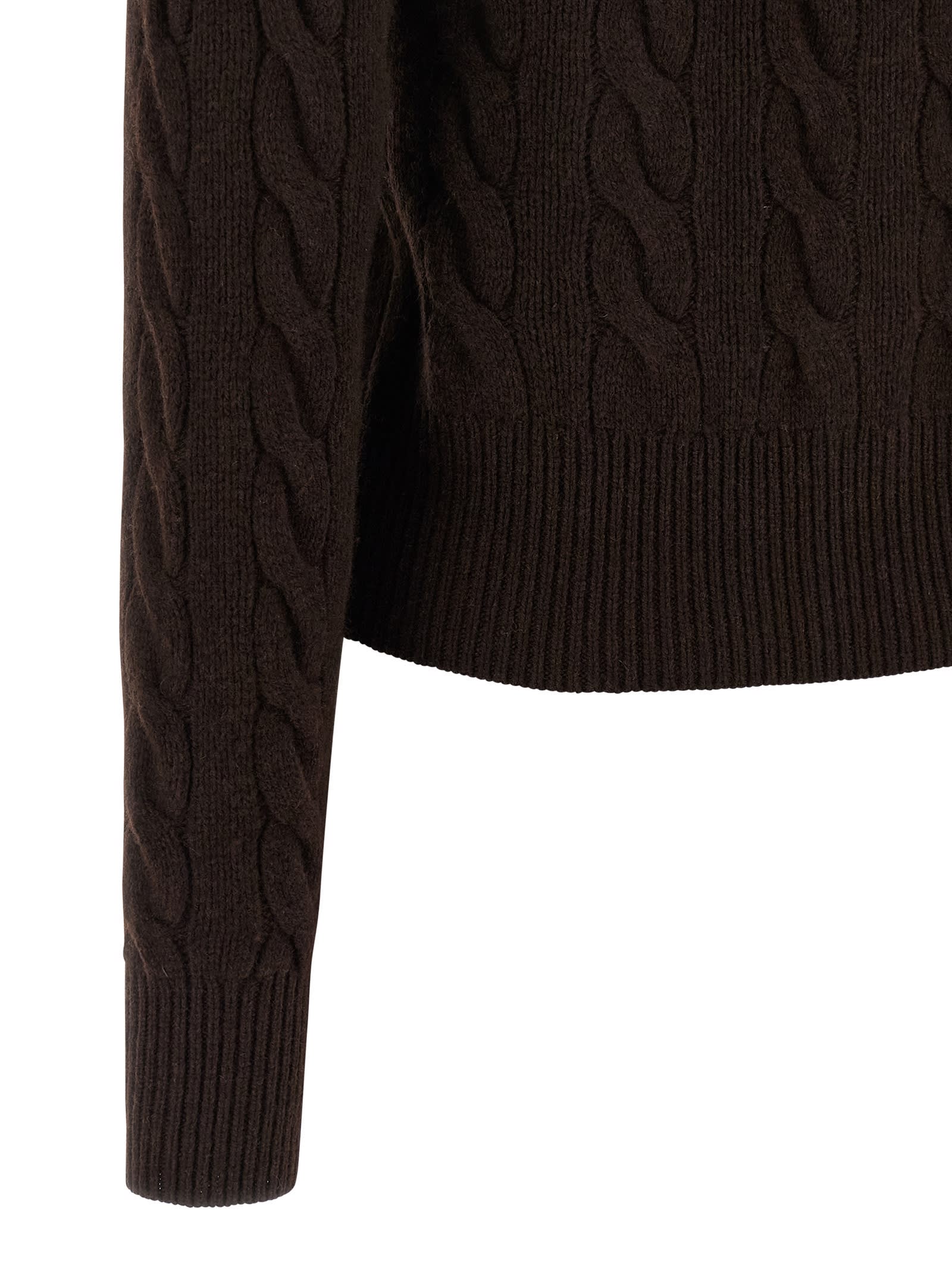 Polo Ralph Lauren Braided Cardigan Sweaters And Cardigans Brown In Brown