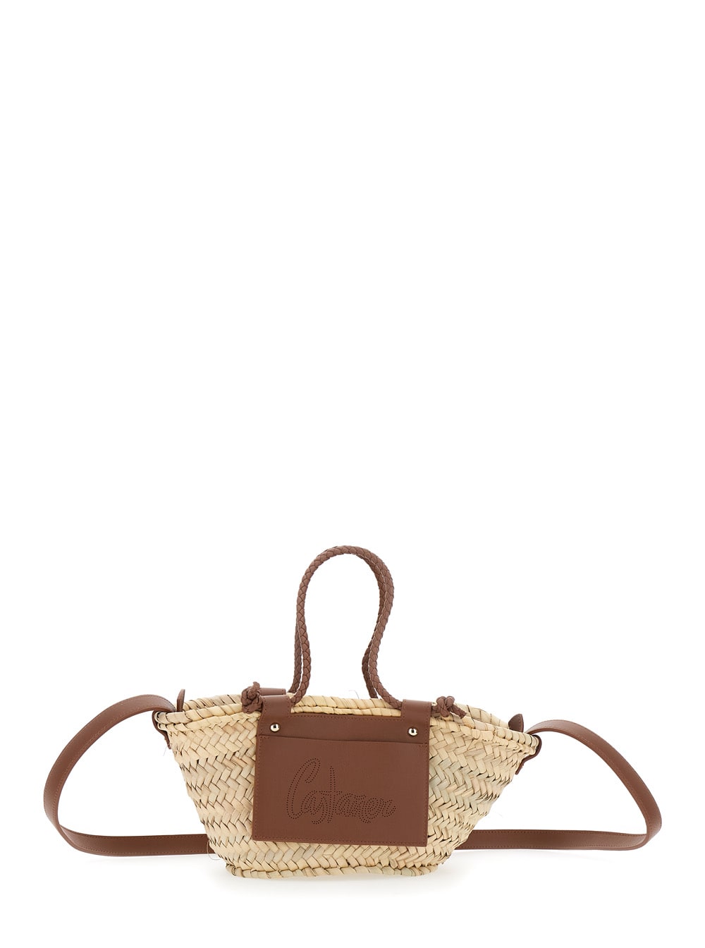 CASTAñER CAMPANIA MINI/152 BROWN TOTE BAG WITH PERFORATED LOGO LETTERING ON THE FRONT AND REMOVABLE LEATHER S