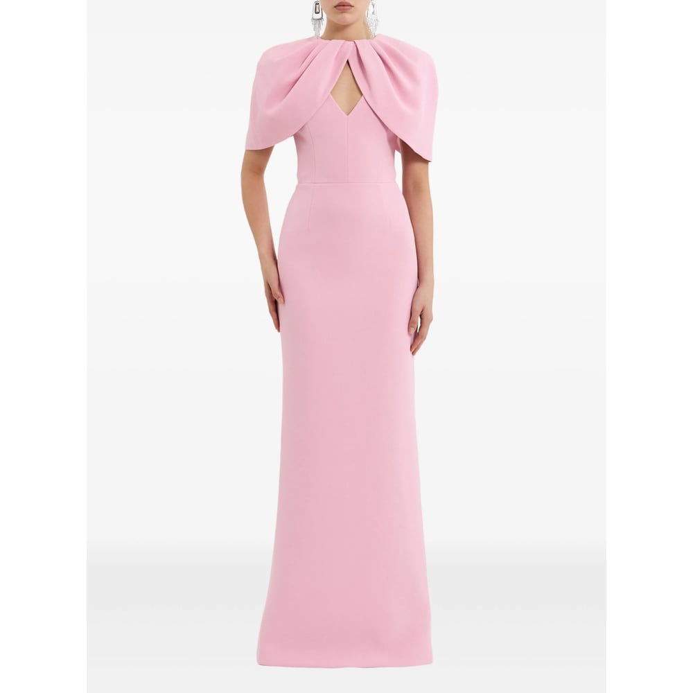 Rebecca Vallance Xena Petal-sleeve Keyhole Gown In Pink