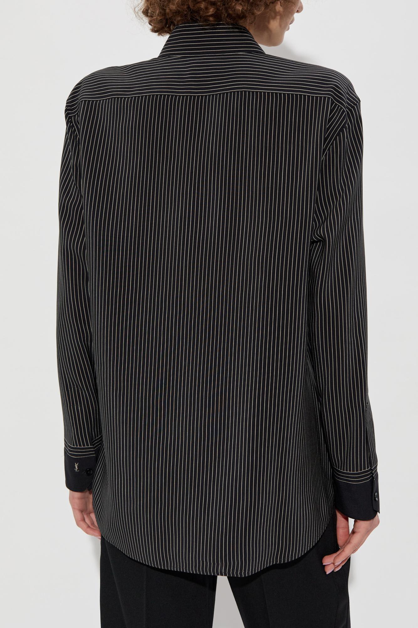 Saint Laurent Shirt With Striped Pattern In Black