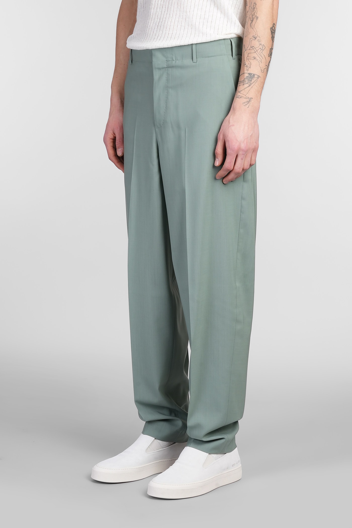 Pt Torino Zi56 Pants In Green Wool In Green