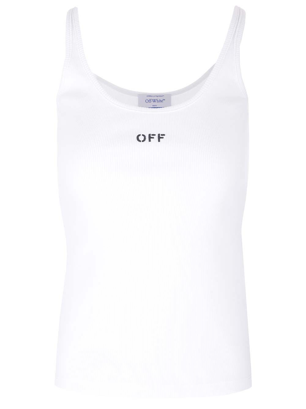 Shop Off-white Ribbed Tank Top In White