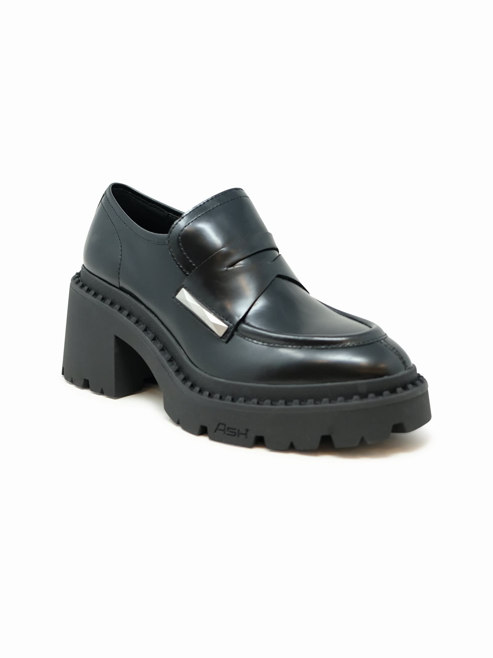 Shop Ash Leather Loafers In Black