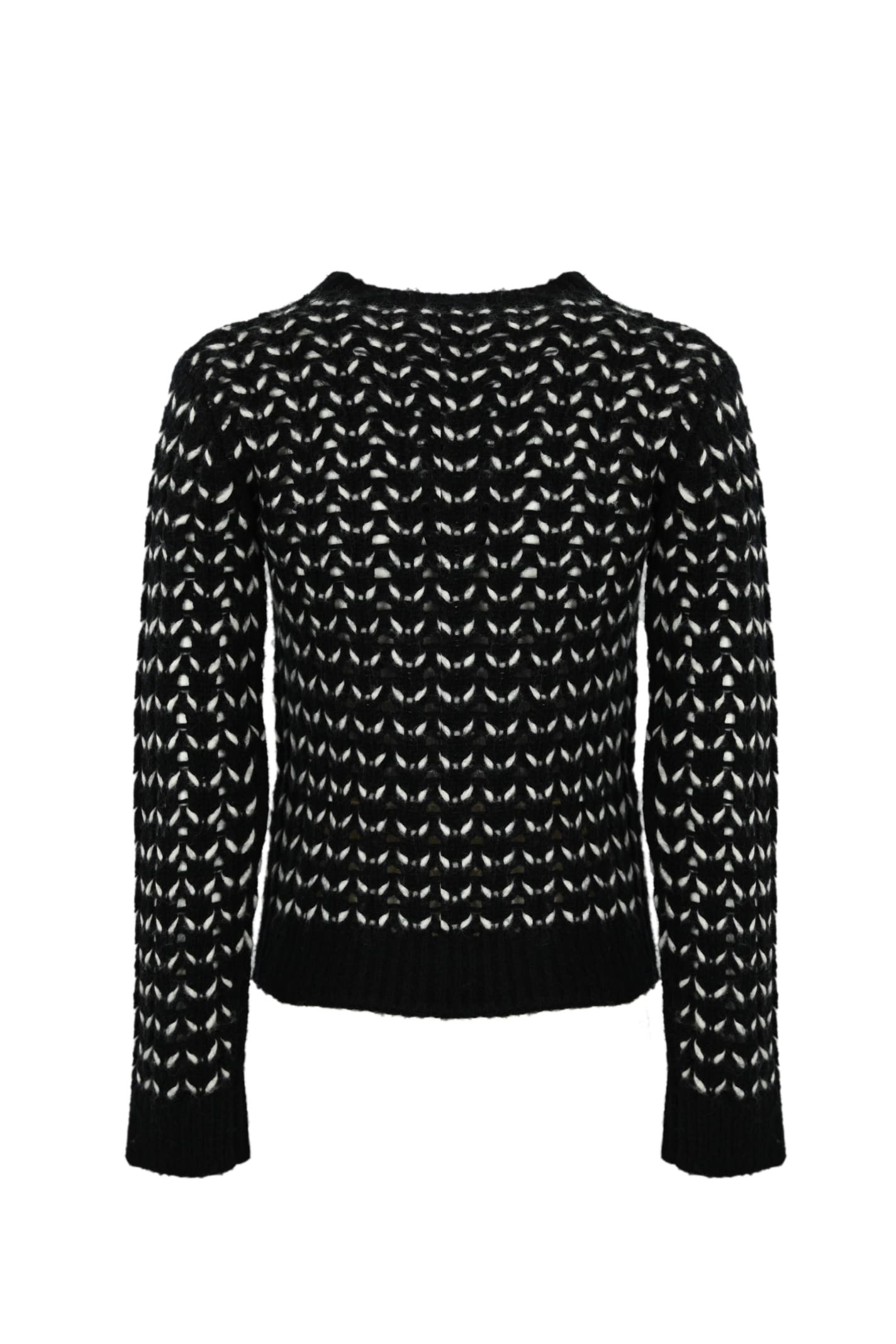 Shop Max Mara Guinea Wool Yarn Sweater In Black/white