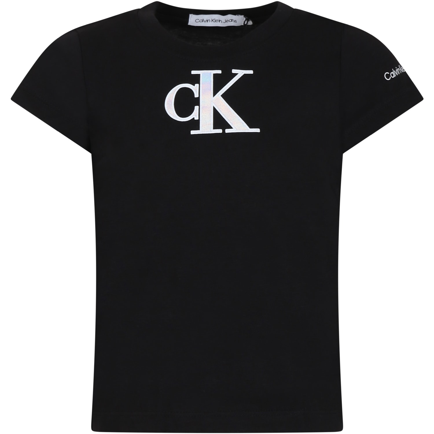 Calvin Klein Kids' Black T-shirt For Gilr With Logo