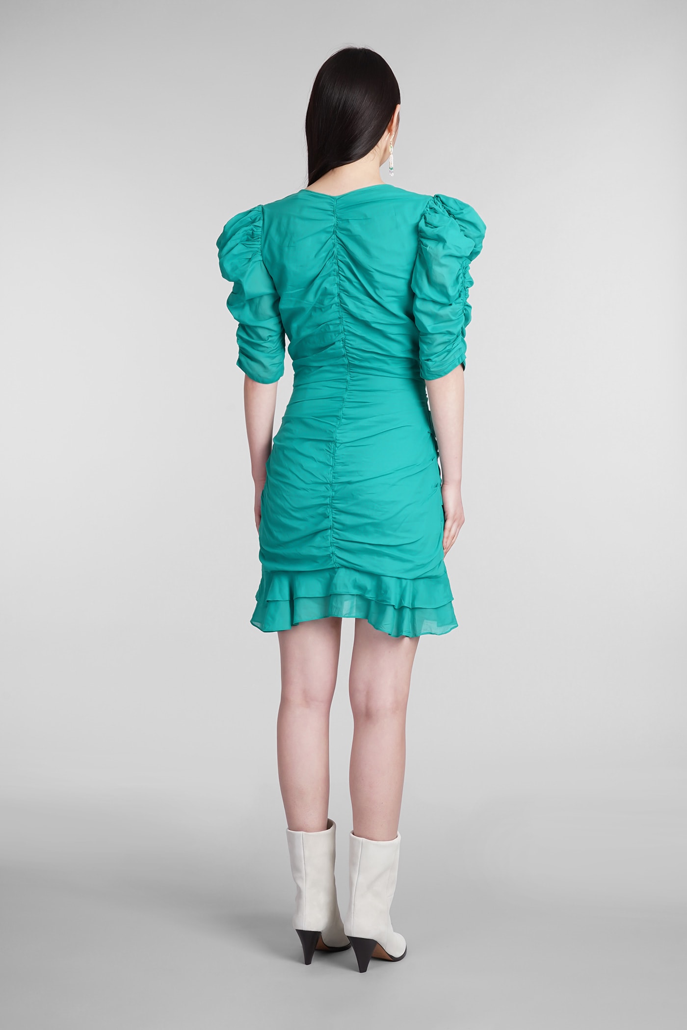 Shop Marant Etoile Sireny Dress In Green Cotton