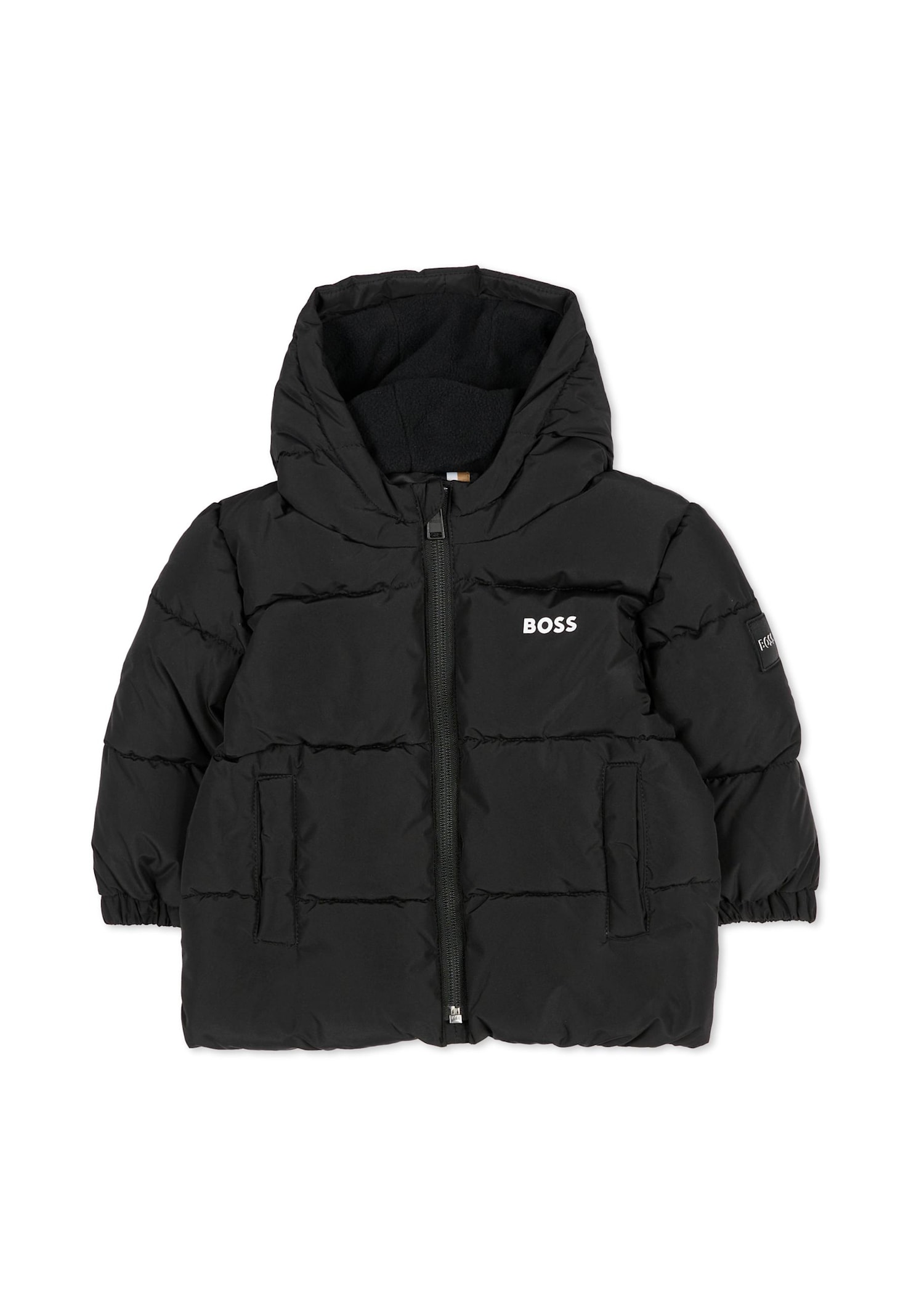 Hugo Boss Black Down Jacket For Baby Boy With Logo In Black