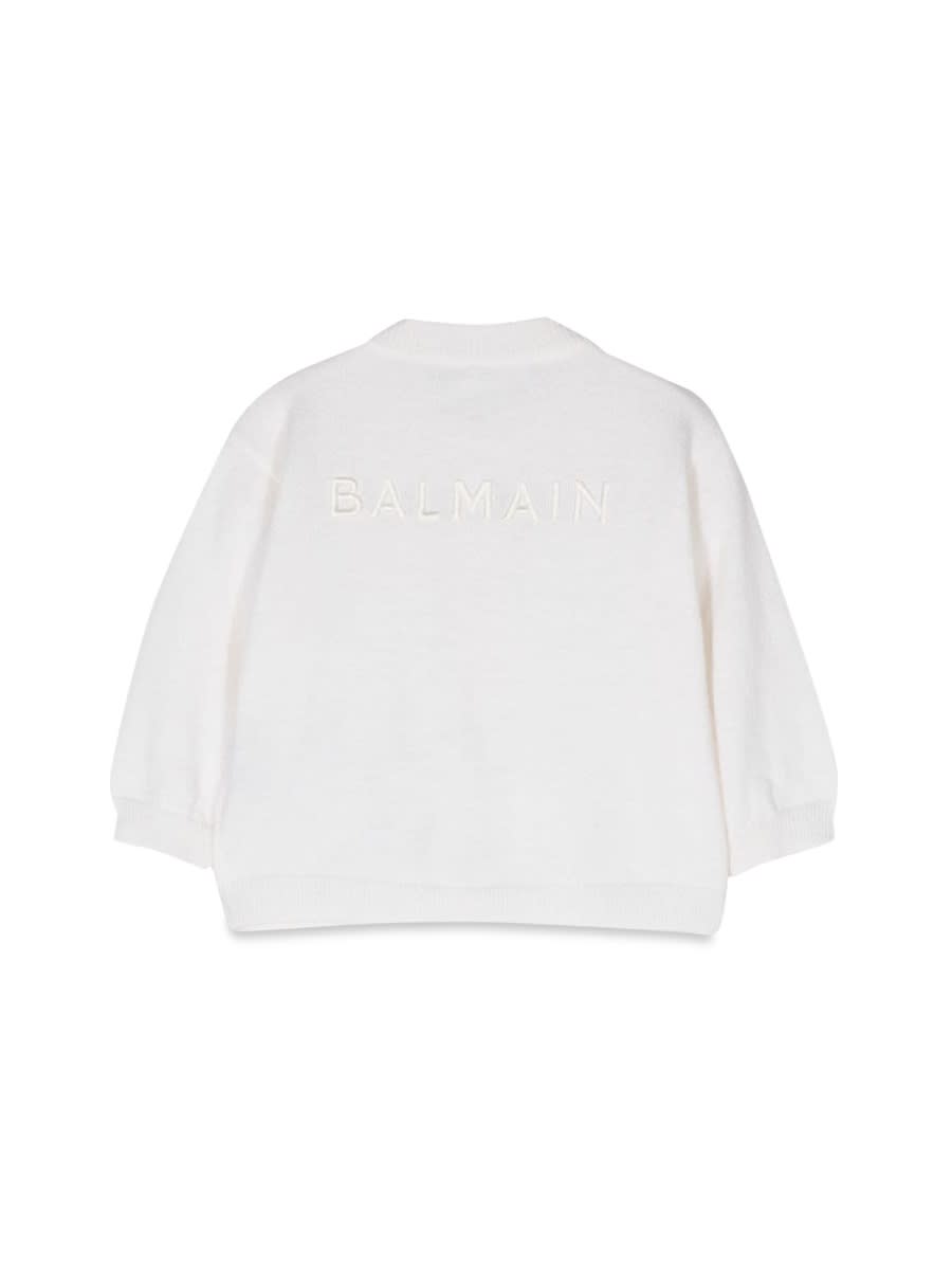 Shop Balmain Cardigan With Buttons In White