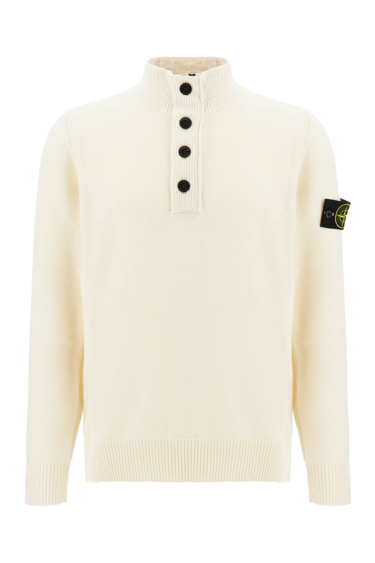 Stone Island Ivory Wool Blend Sweater In Natural