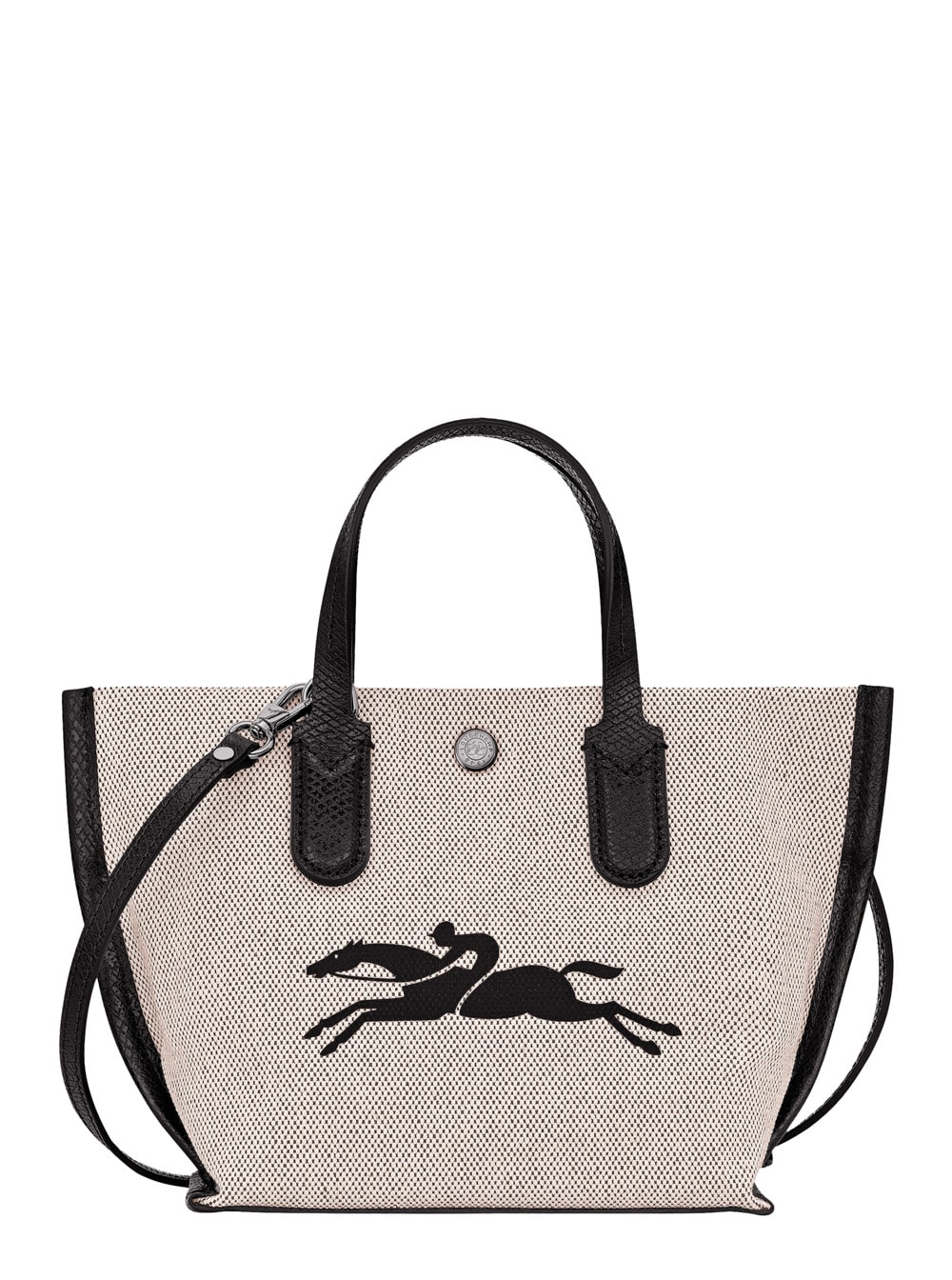 Longchamp White Handbag With Adjustable And Removable Shoulder Strap And Logo Lettering On The Front In Cotton