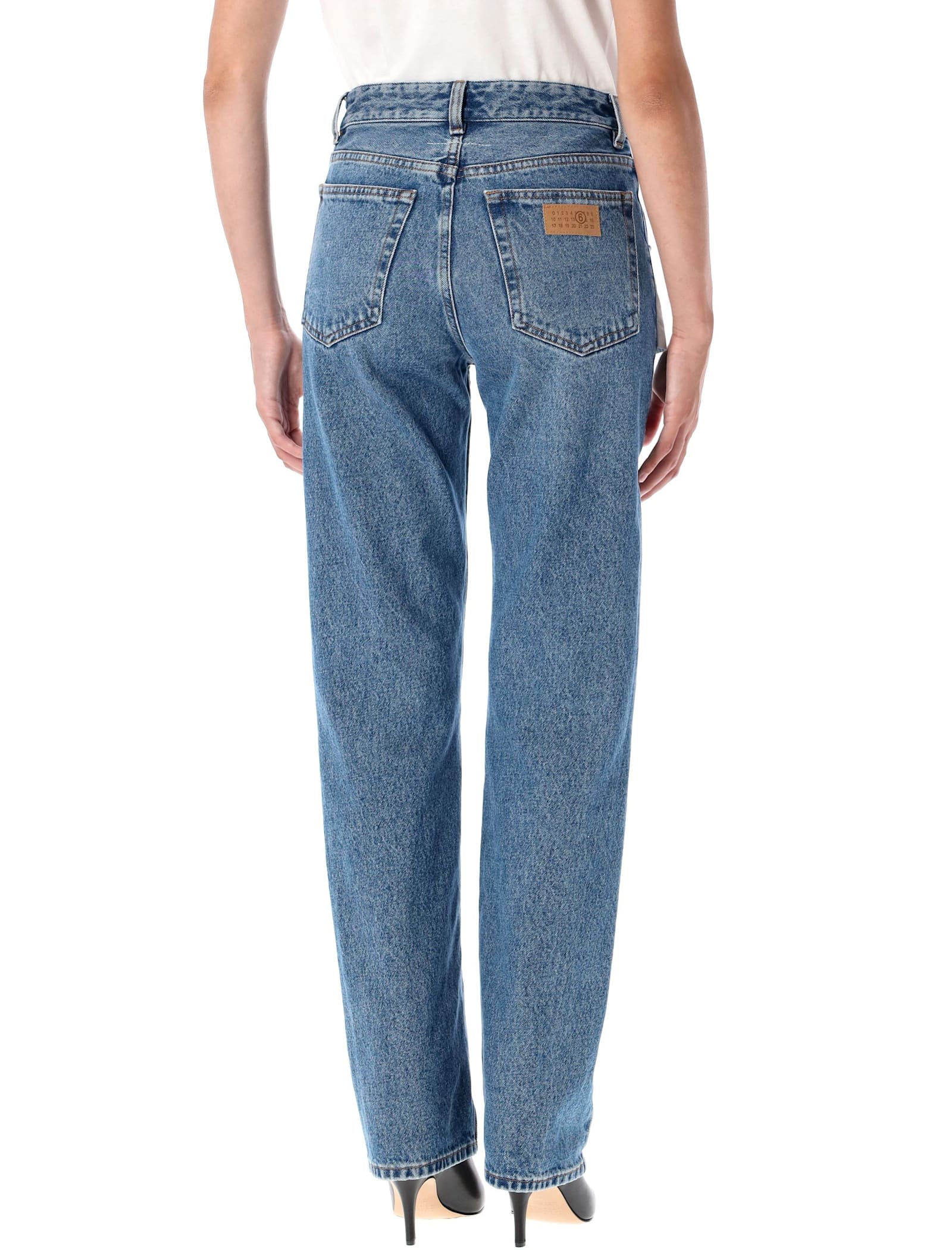 Mm6 Maison Margiela Reversed Front Jeans In Blue