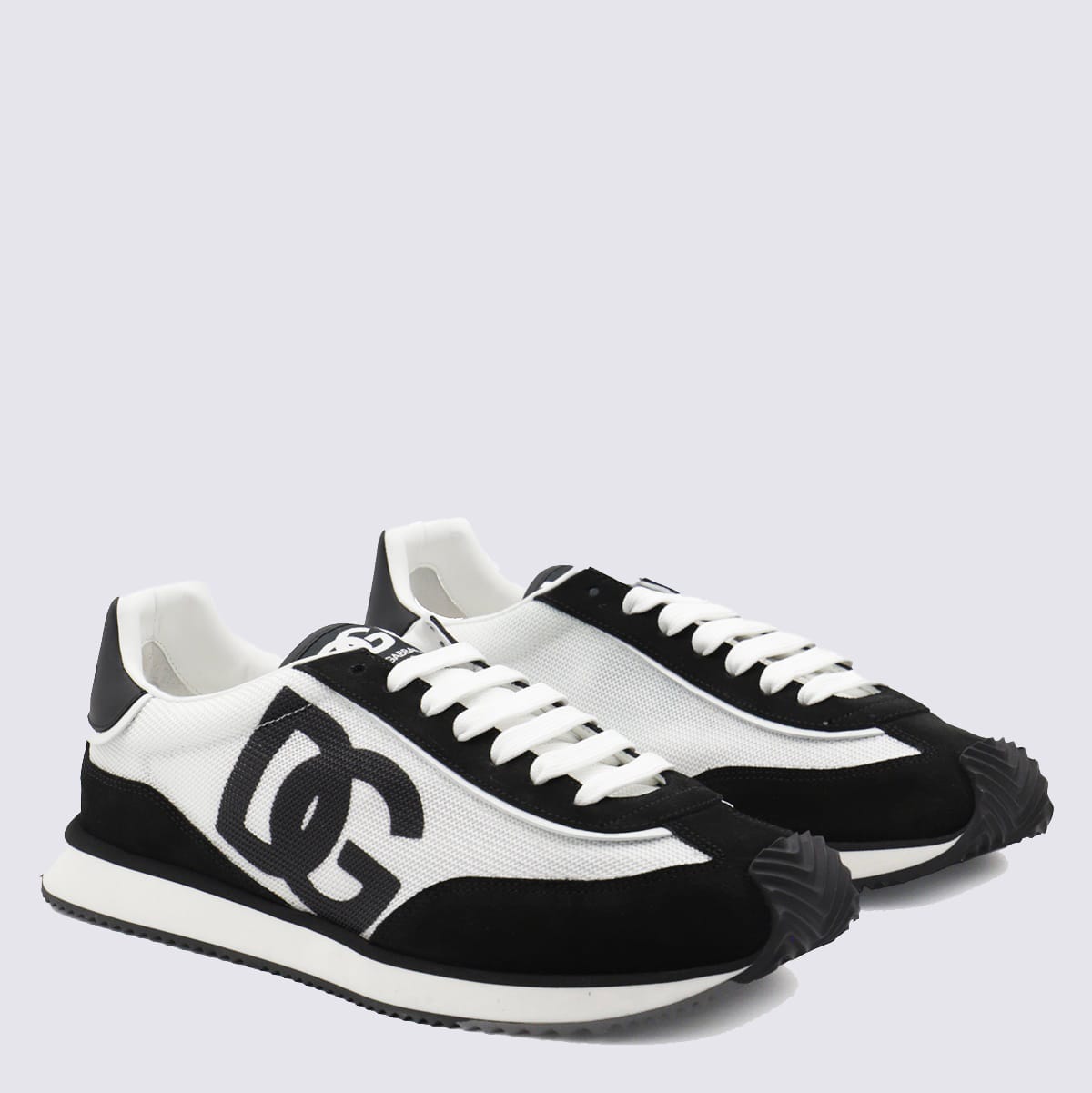Dolce & Gabbana Men Two-tone Mesh And Suede Dg Aria Sneakers In White