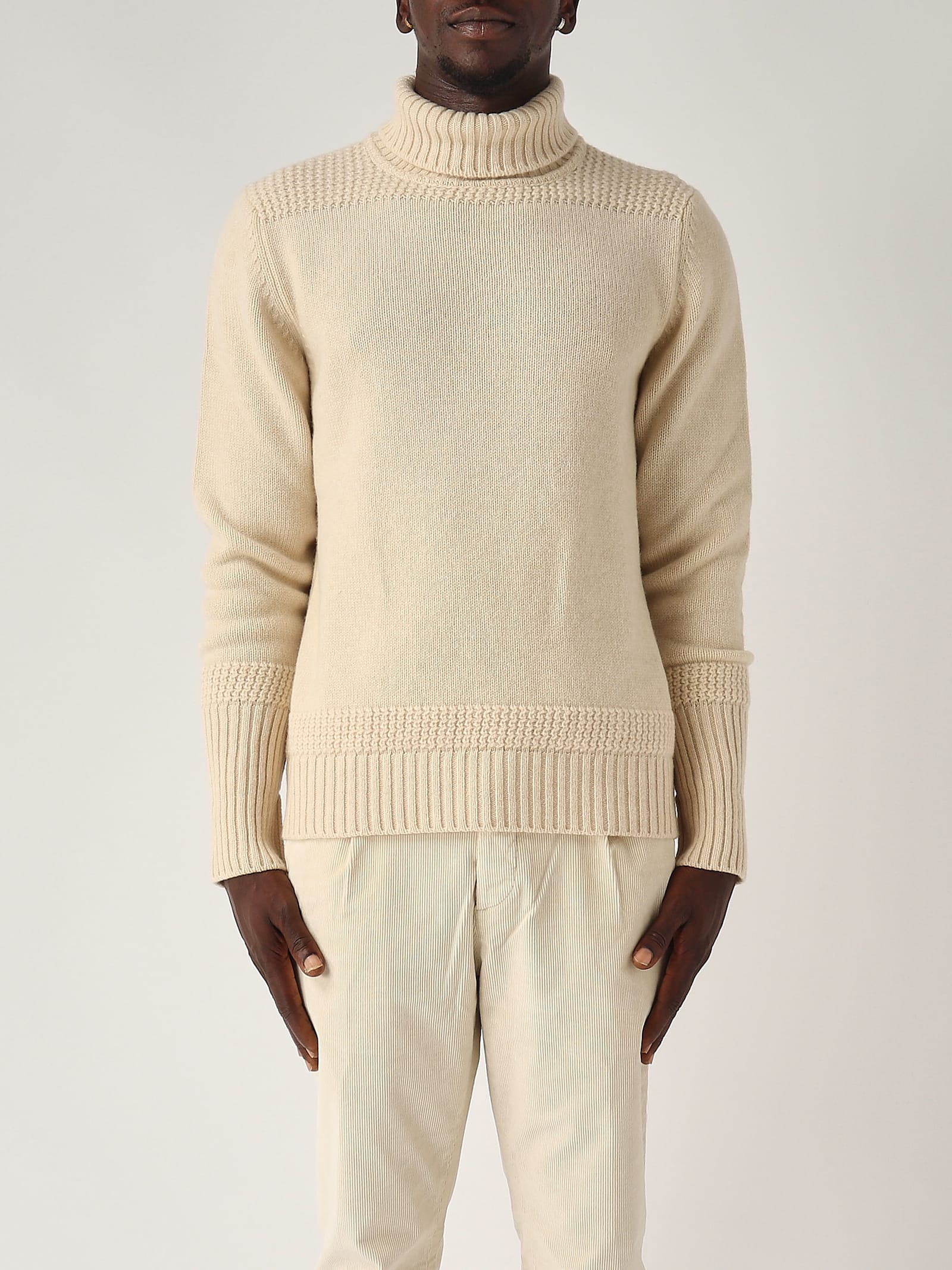 Shop Fay Dolcevita Uomo Sweater In Panna