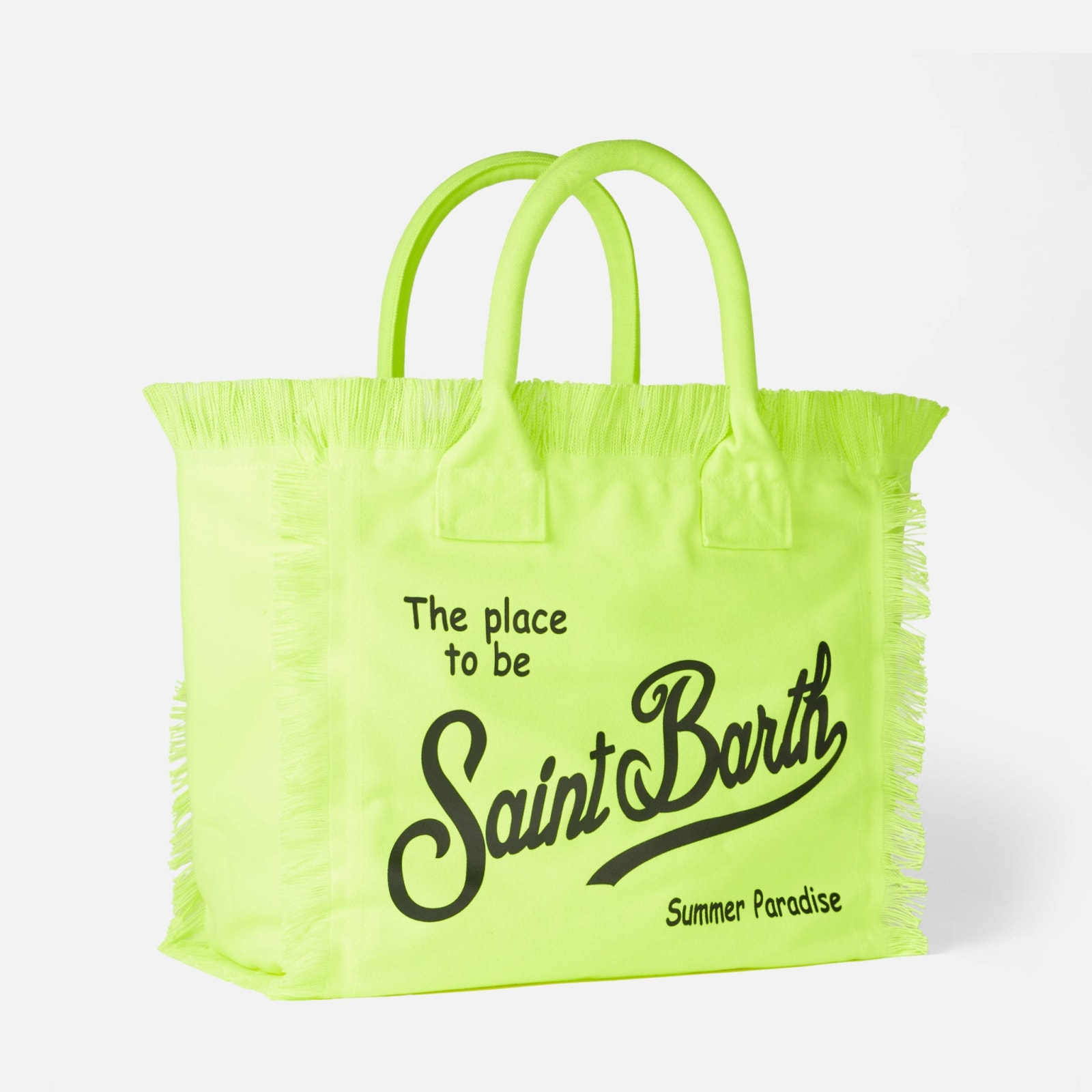 Shop Mc2 Saint Barth Vanity Fluo Yellow Canvas Shoulder Bag