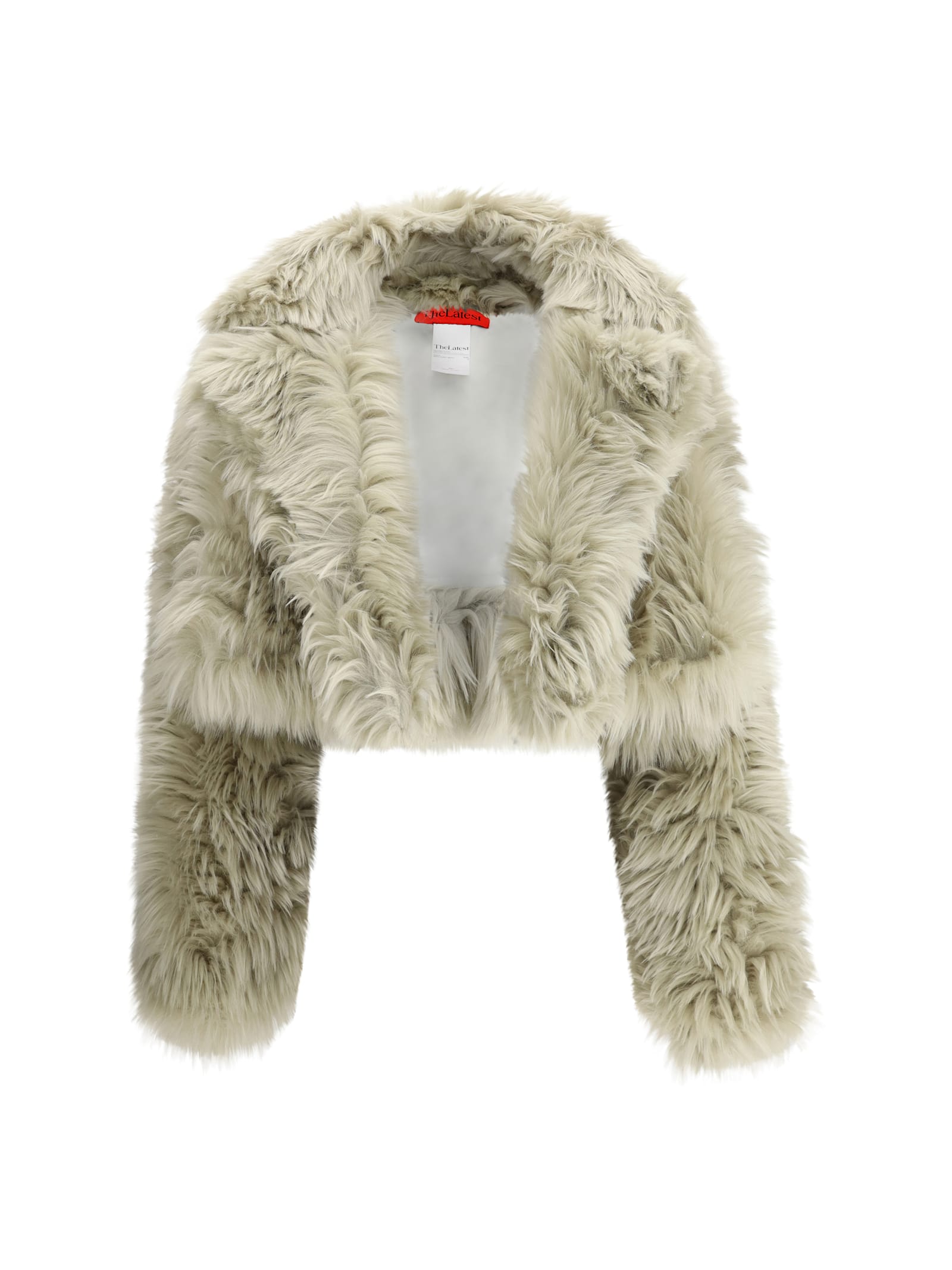 The Latest Thelatest Short Ice-white Faux Fur Coat In Green