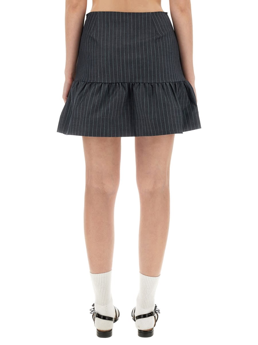 Shop Ganni Flounced Mini Skirt In Grey