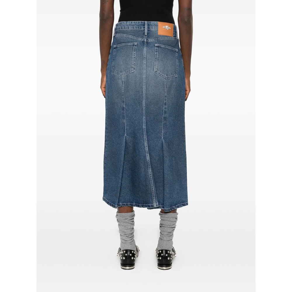 Simone Rocha Embellished Denim Flare Skirt In Multi