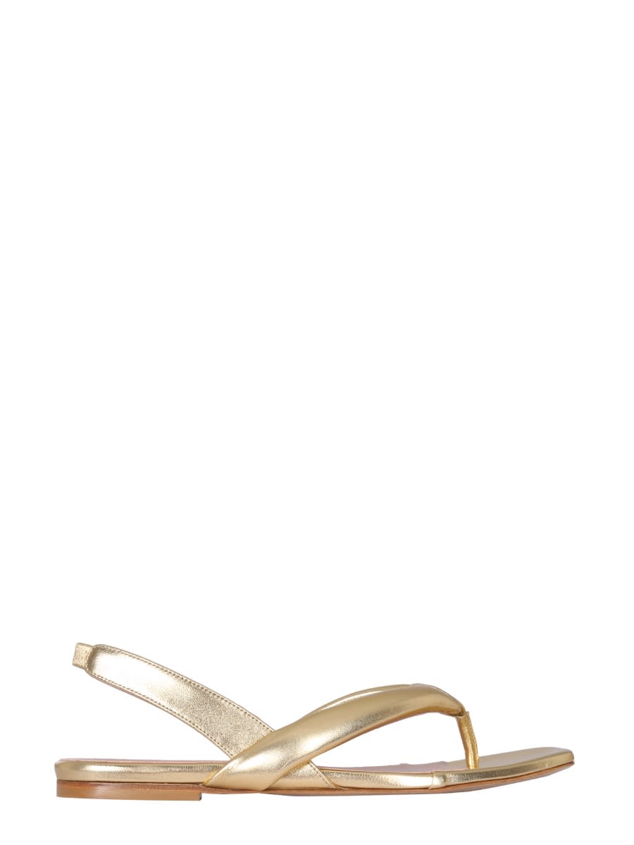 Shop Gia Borghini Leather Slingback Sandals In Gold