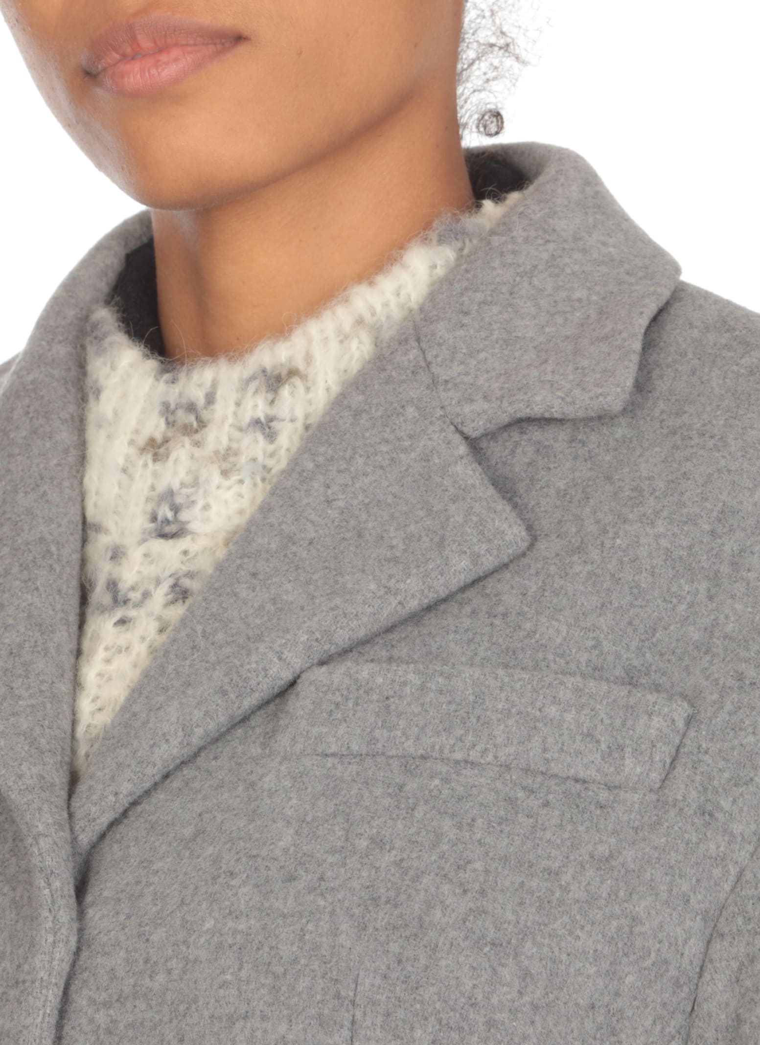 Shop Msgm Wool Coat In Grey