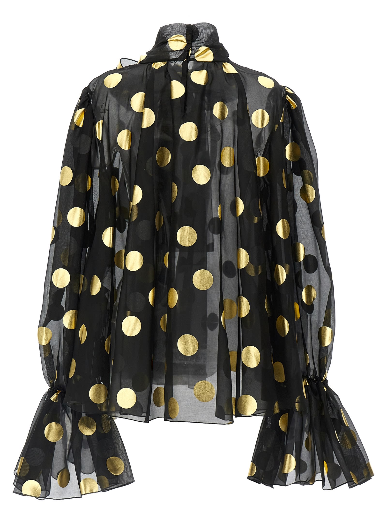 Shop Dolce & Gabbana Polka Dot Lamé Blouse In Black