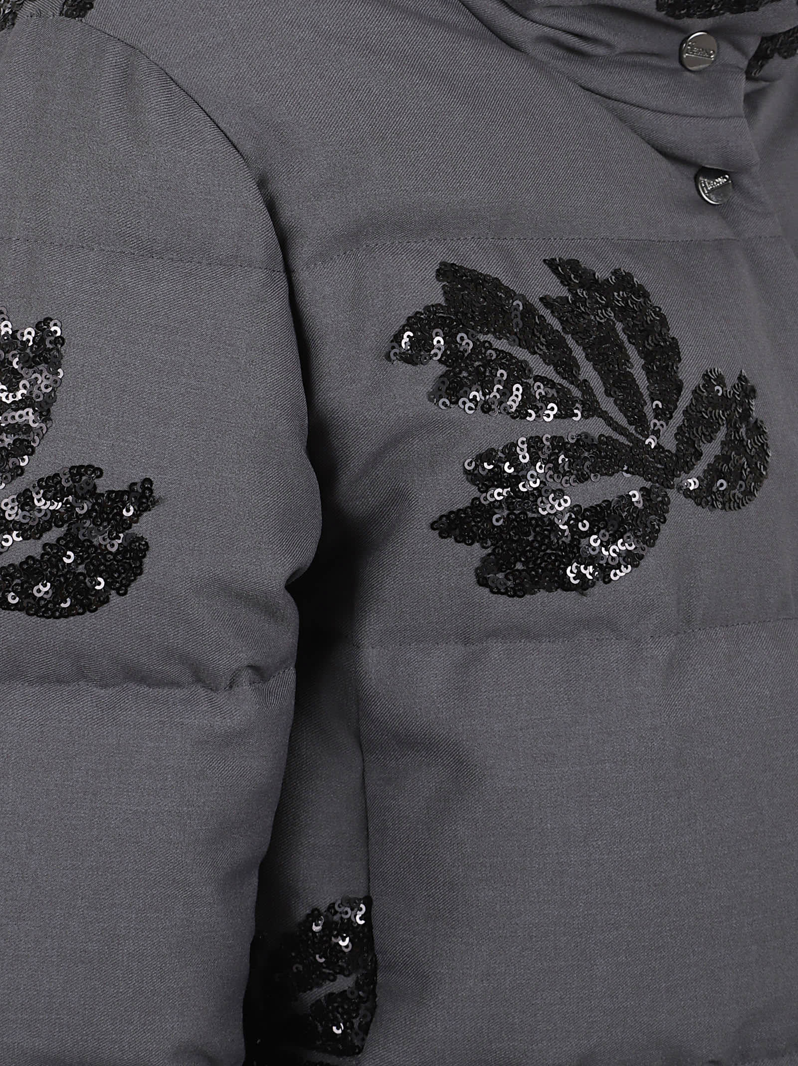 Herno High Collar Padded Jacket Sequins In Gray