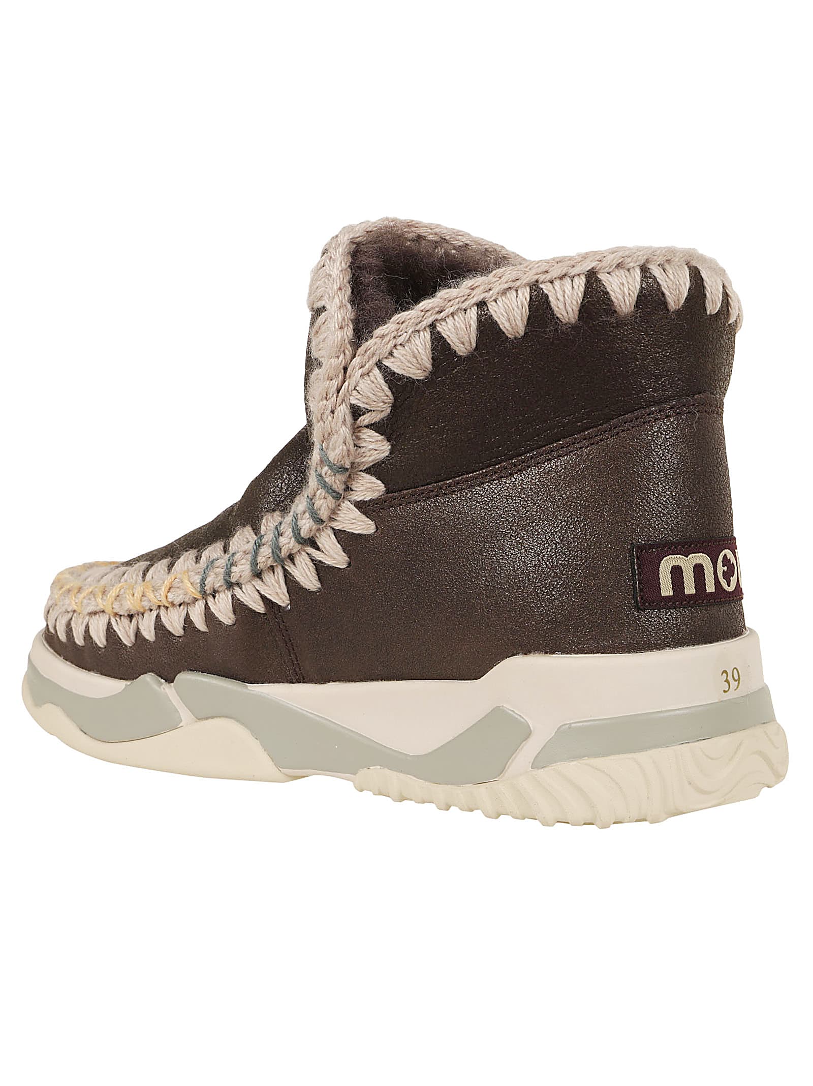 Shop Mou Eskimo Trainer Overstitching In Dumoc Dust Mocha