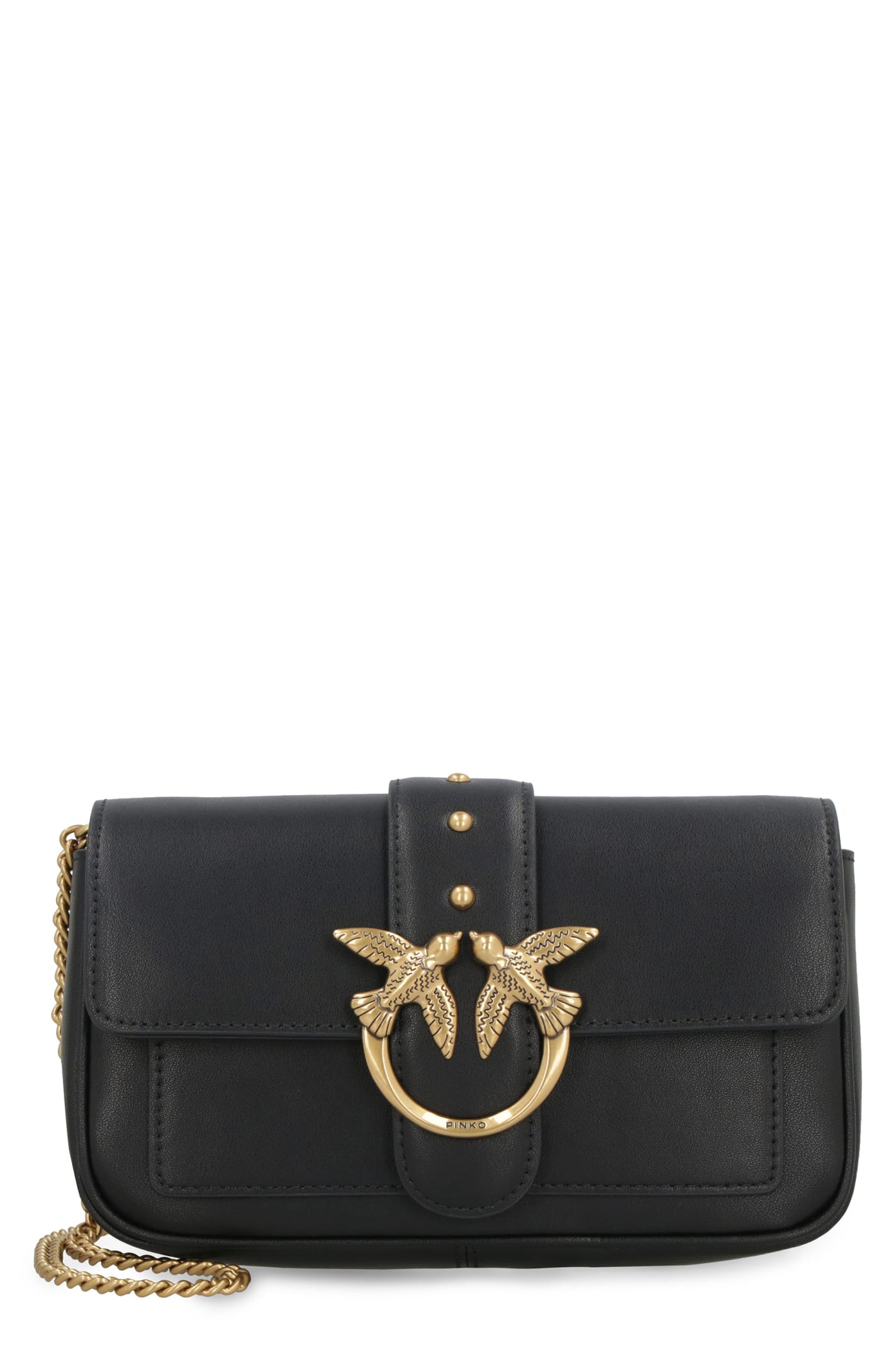 PINKO LOVE POCKET SIMPLY LEATHER MINI CROSSBODY BAG