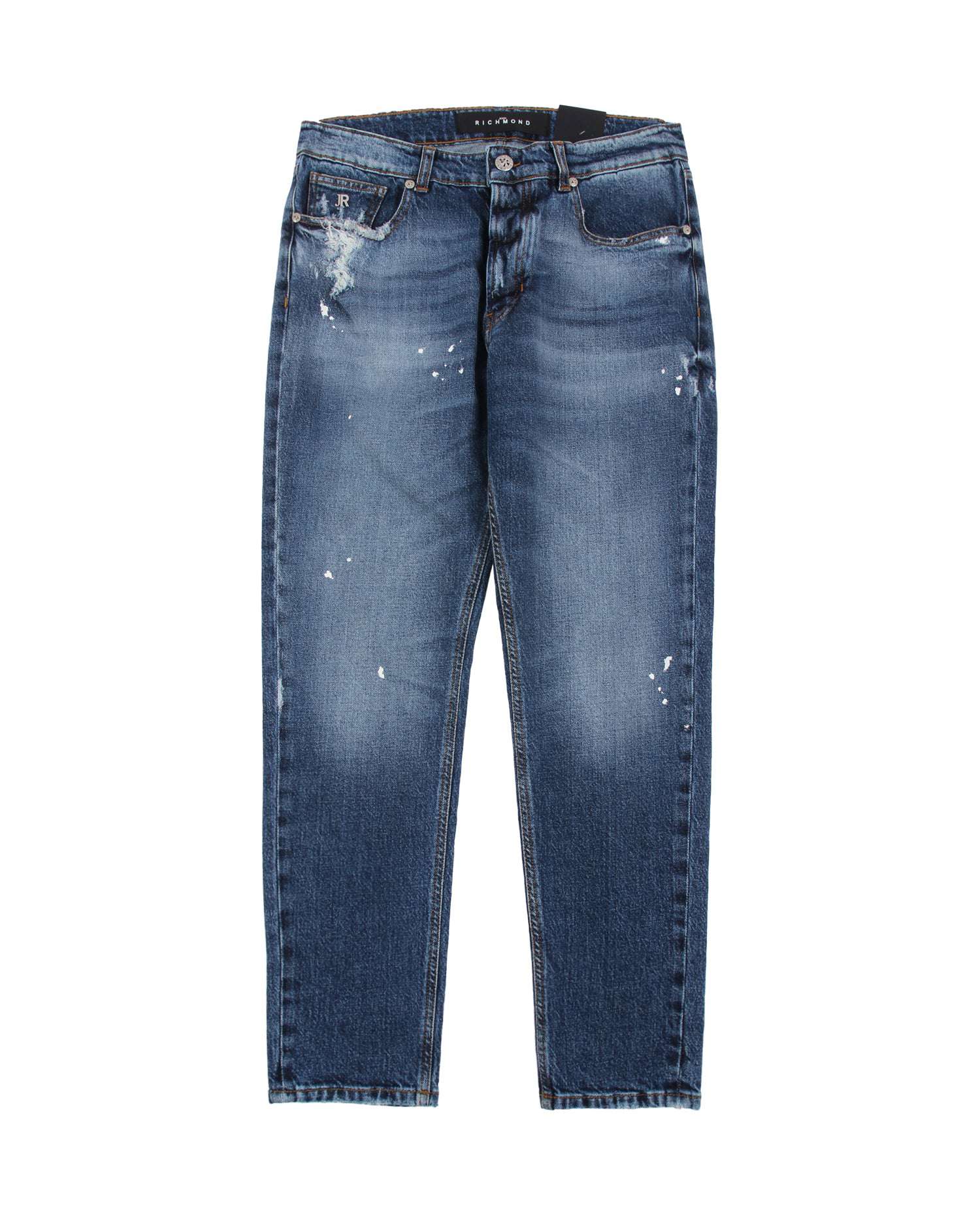 John Richmond Slim Jeans With Tears On The Front In Blu