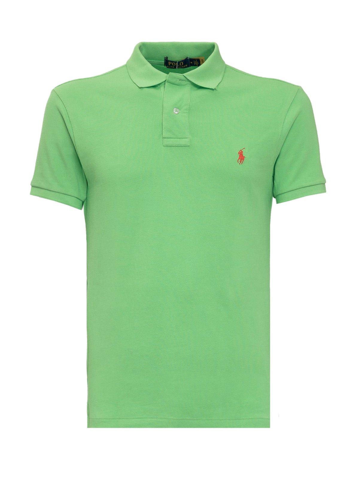 Polo Ralph Lauren Green Slim Fit Cotton Pique Polo In Yellow ModeSens
