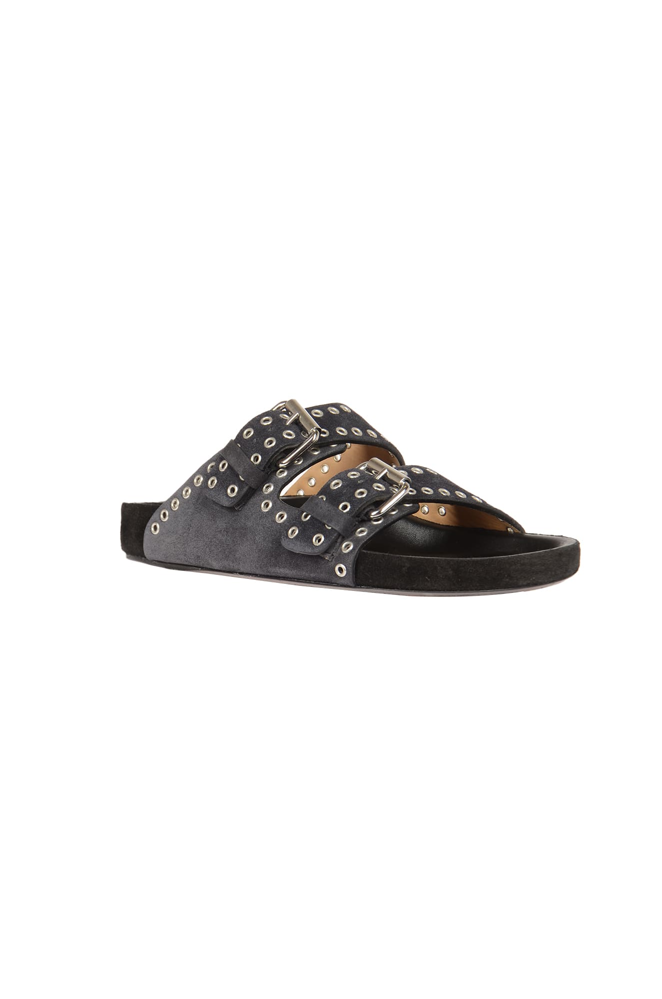 Isabel Marant Black Lennyo Studded Suede Sandals In Faded Black | ModeSens