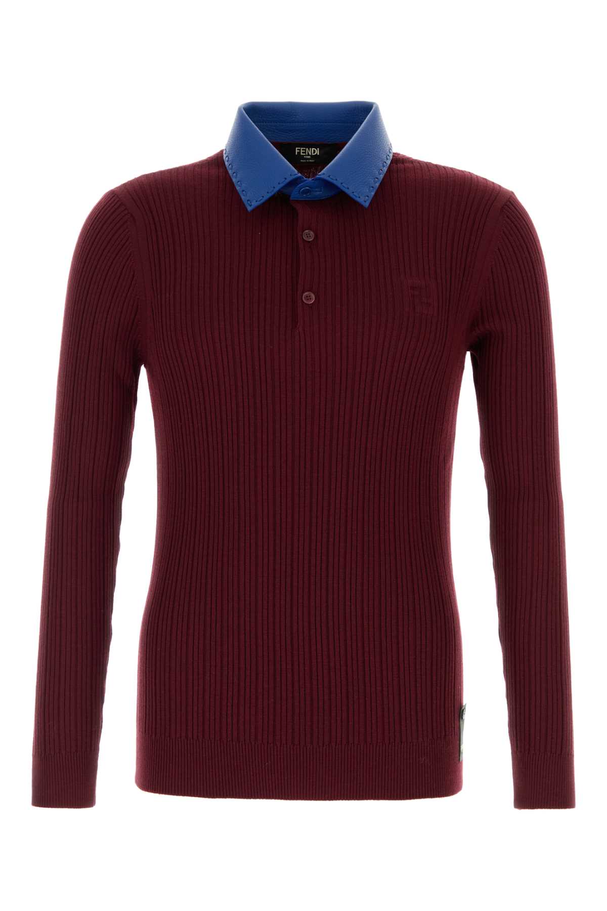 Shop Fendi Burgundy Wool Polo Shirt In Rubino