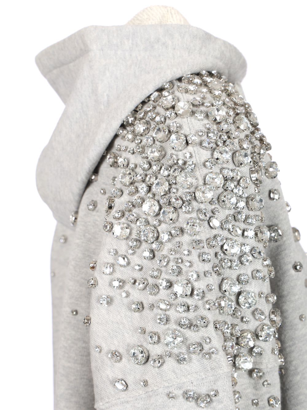 Golden Goose Grey Hoodie With Crystals In White