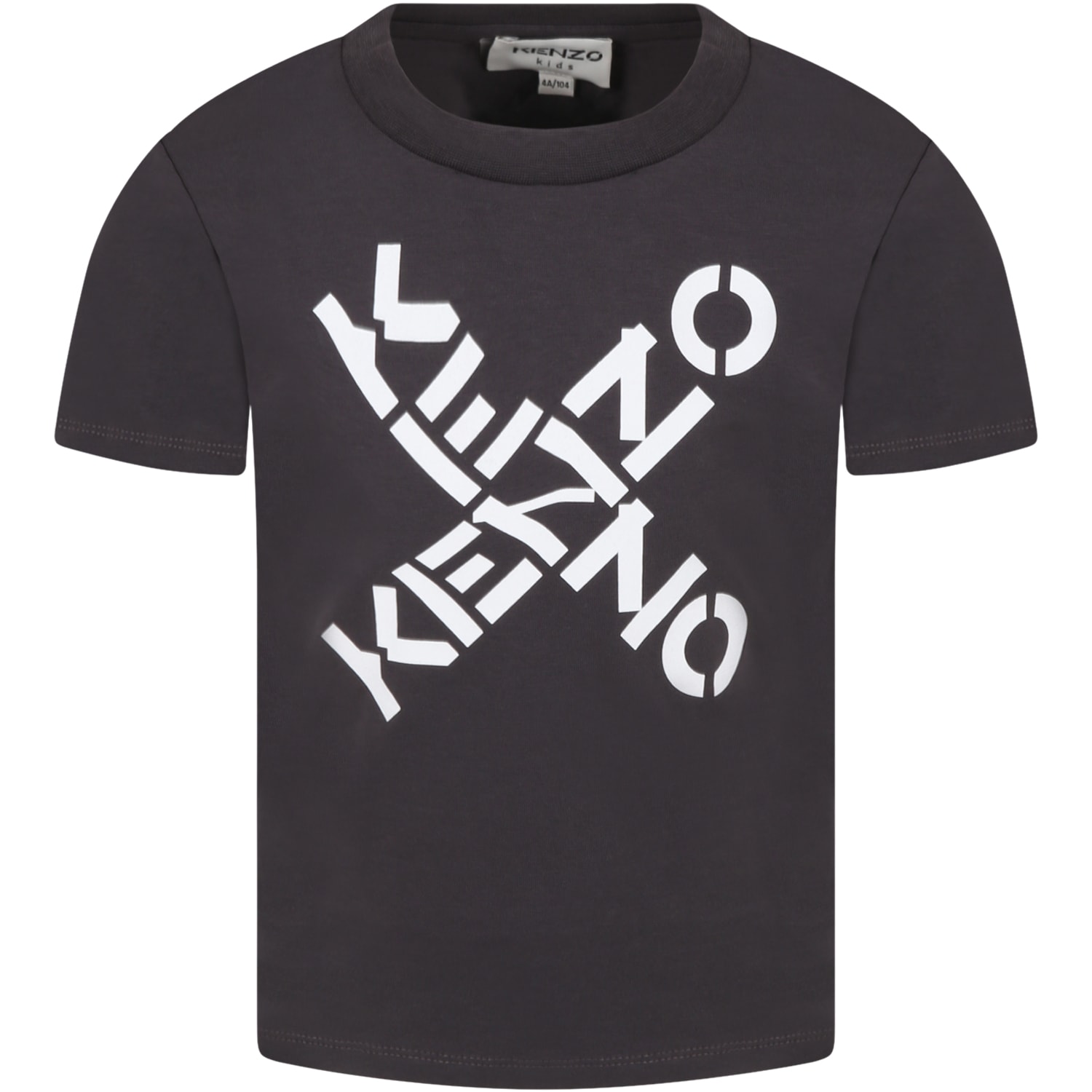 Kenzo Kids Grey T-shirt For Boy With Logos