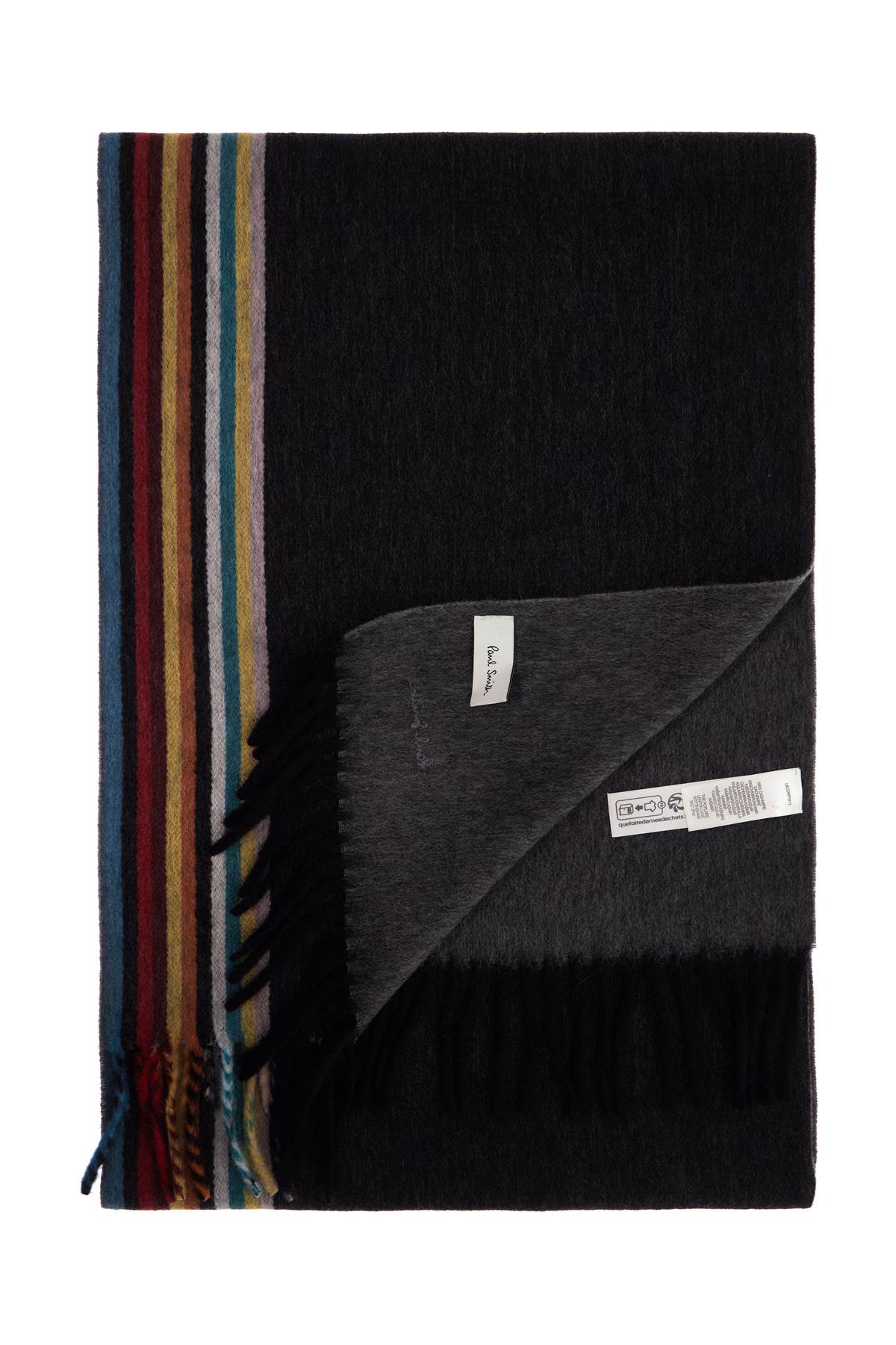 Shop Paul Smith Cashmere Scarf With Signature Stripe Pattern In Black (black)