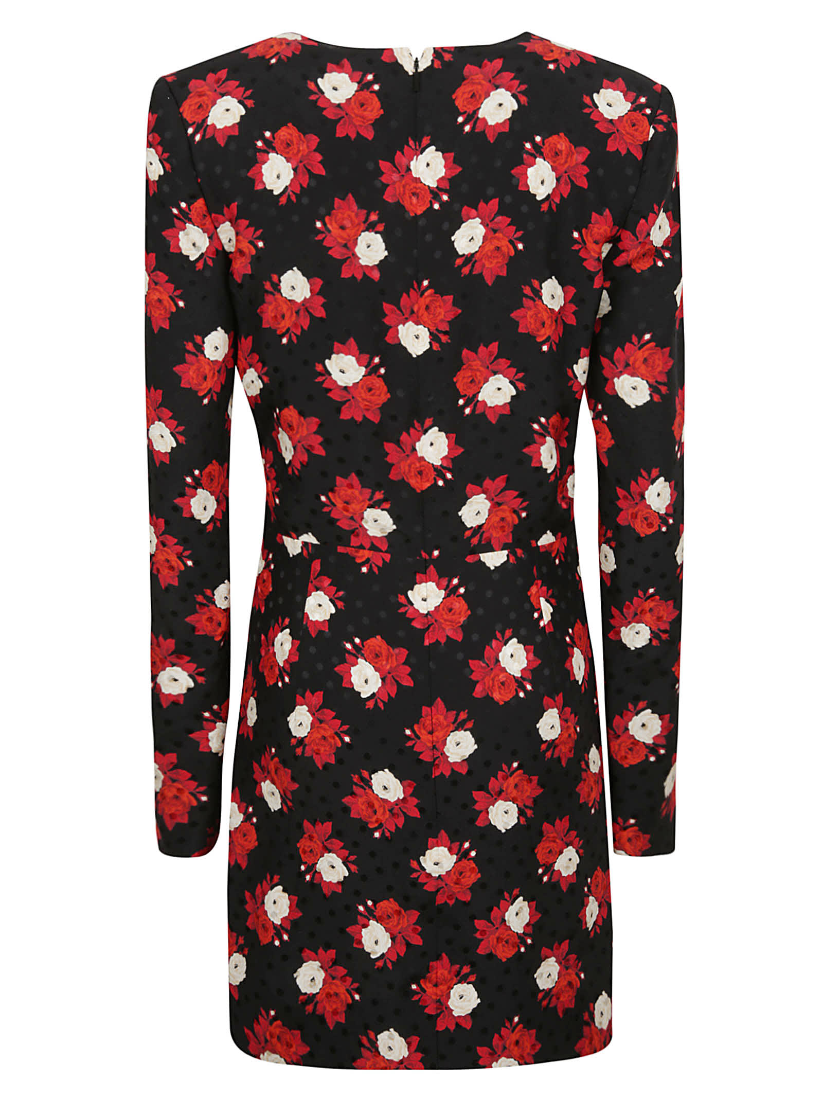 Shop Saint Laurent Floral Twist Detail Dress In Black