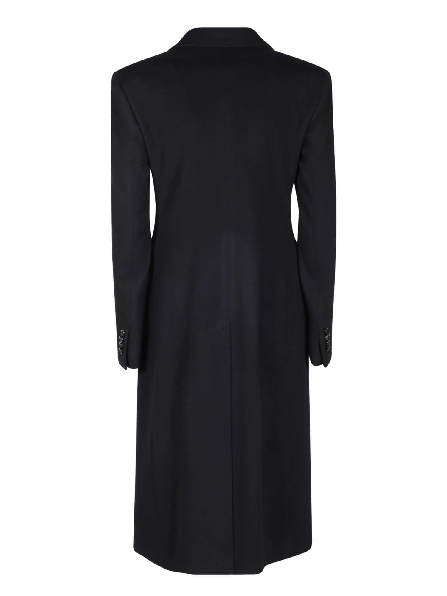 Tagliatore Double-breasted Coat Featuring Flap Pockets In Black