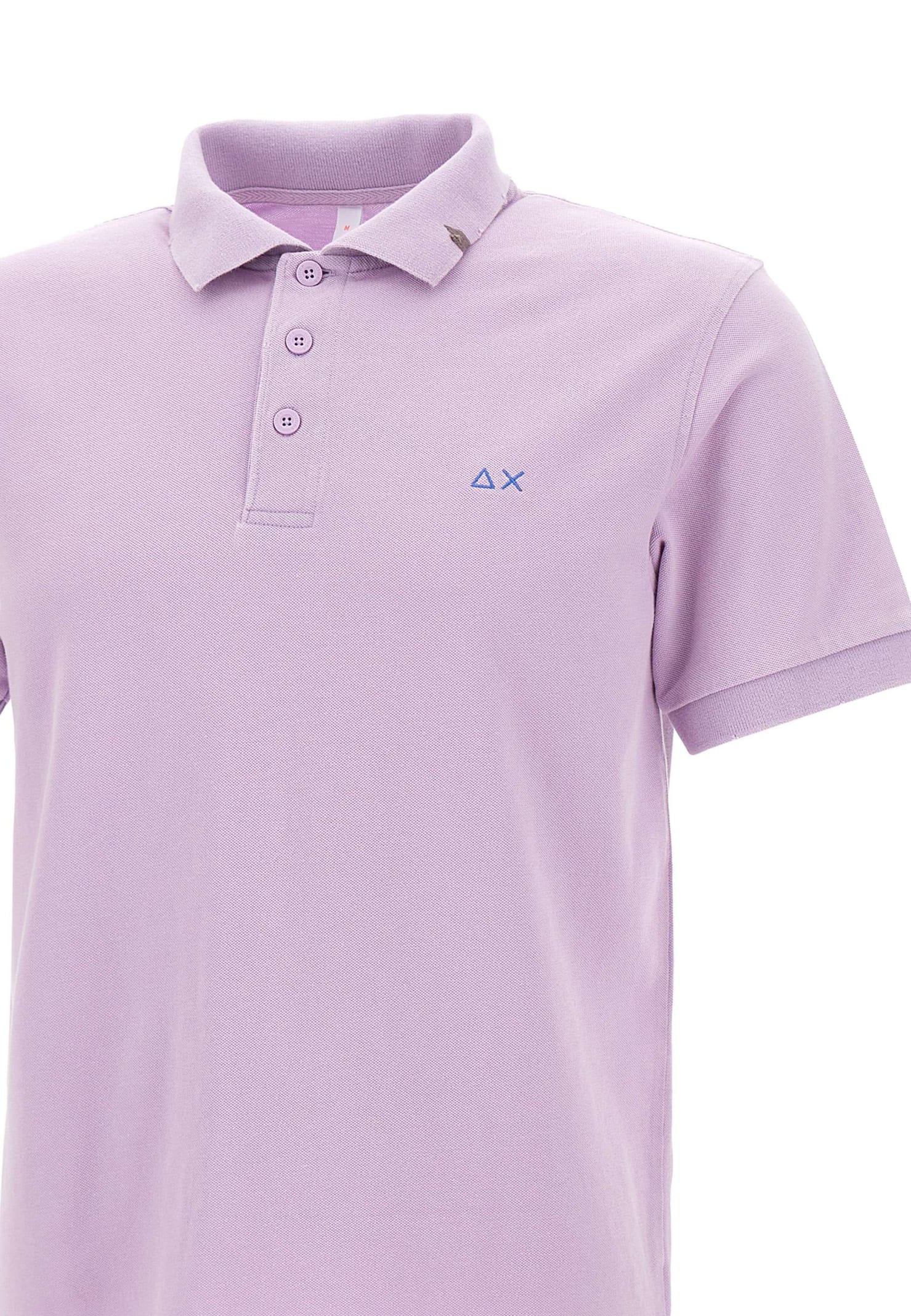 Shop Sun 68 Solid Polo Shirt Cotton In Lilac
